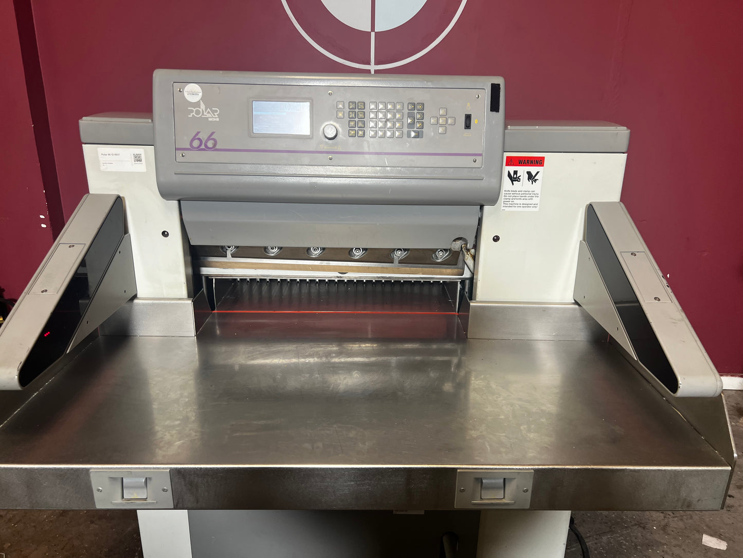 Used Polar 66 paper cutter control panel close-up – AA&D PressExchange