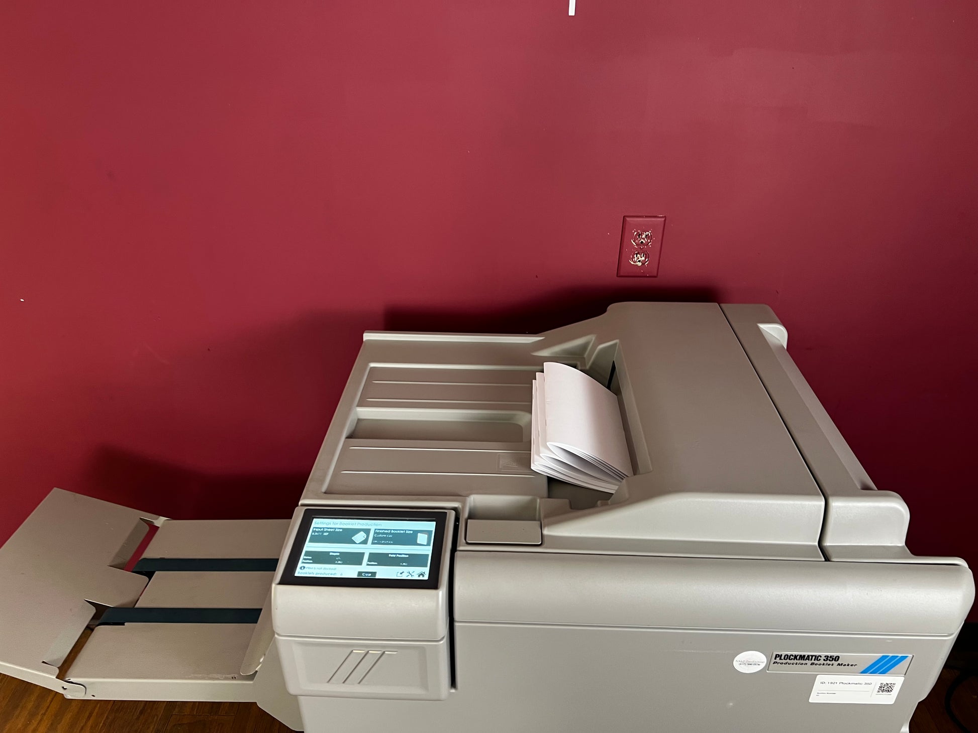 Used Plockmatic 350 booklet maker AA&D PressExchange, excellent condition low 380 books