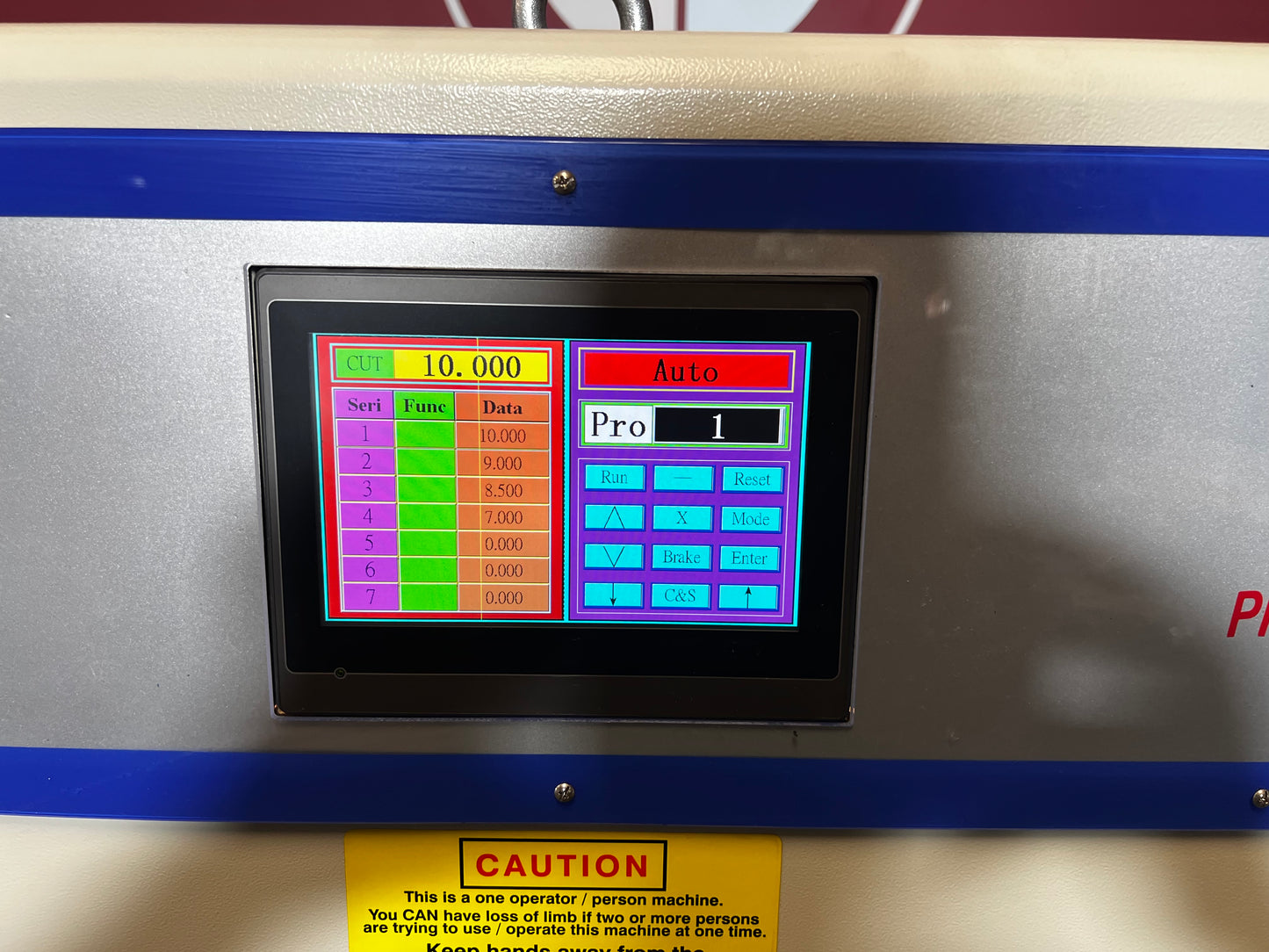 Used Duplo Docucutter 800 Programmatic close-up of touchscreen with stored cutting sequence – AA&D PressExchange