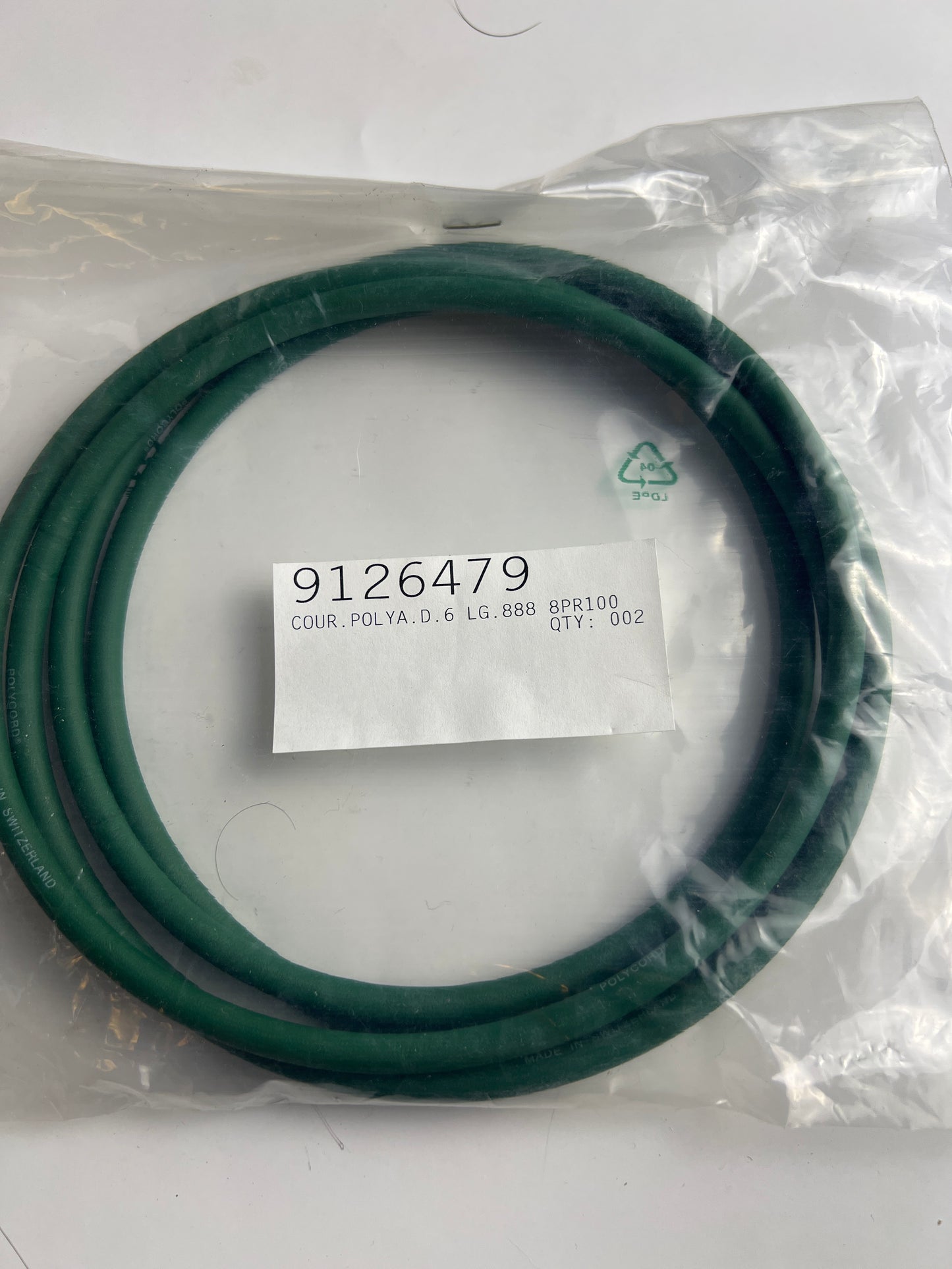 C.P. Bourg replacement polyamide green belt, part number 9126479 in original packaging