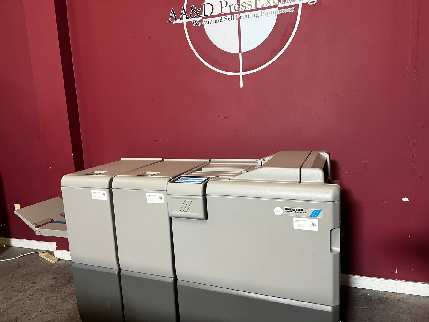 Used Plockmatic 350 bookletmaker 136k showing saddle-stitch and folding mechanism – AA&D PressExchange