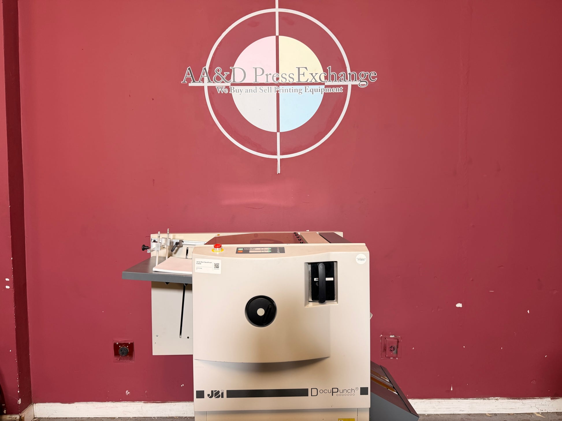 Used James Burn P33 DocuPunch 4:1 Die side angle view – AA&D PressExchange