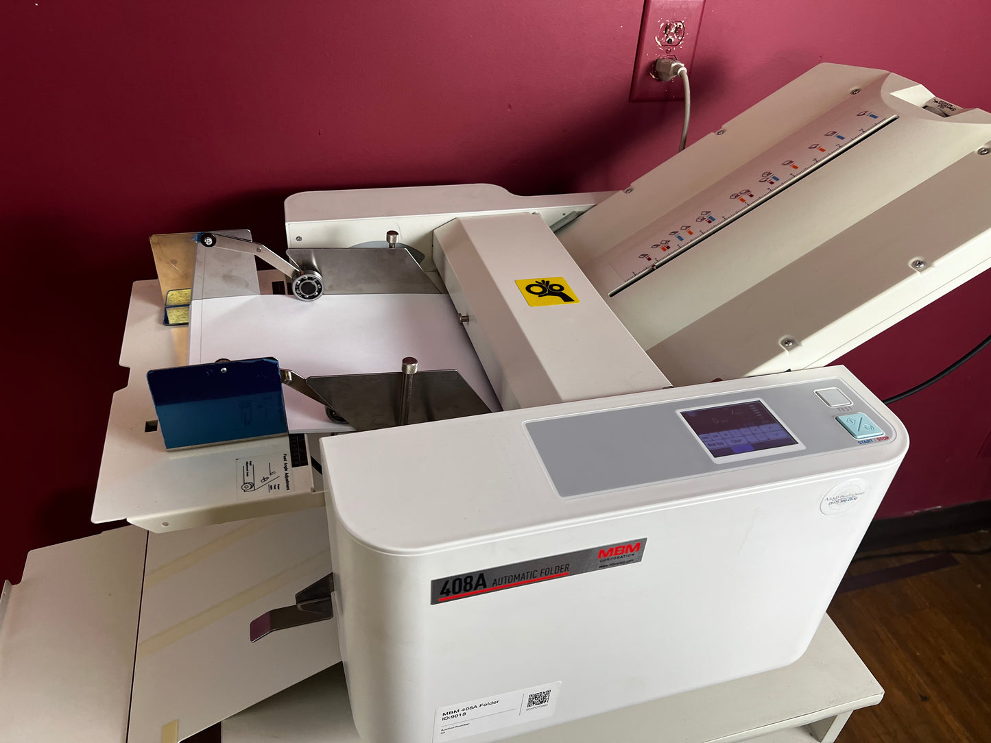AA&D PressExchange Used MBM 408A paper folding machine with extended exit tray for neat stacking