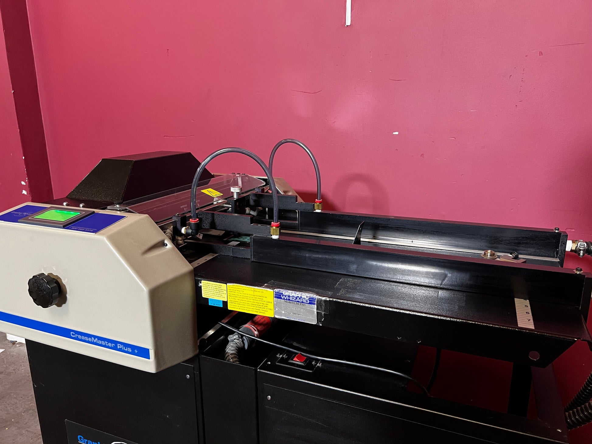 Used Graphic Whizard CreaseMaster Plus pneumatic creasing and perforating machine sold by AA&D PressExchange