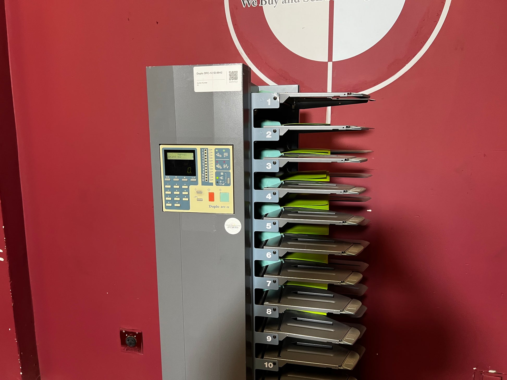 Used Duplo DFC-12 12-Bin Friction-Fed Collator with Control Panel – AA&D PressExchange