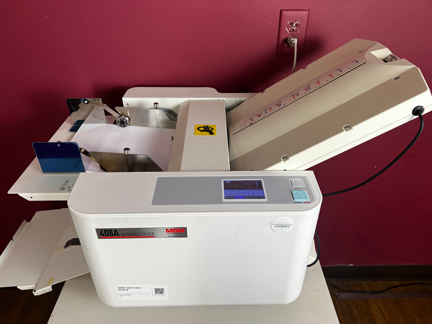 Used MBM 408A Automatic Folder AA&D PressExchange with adjustable fold plates for precision