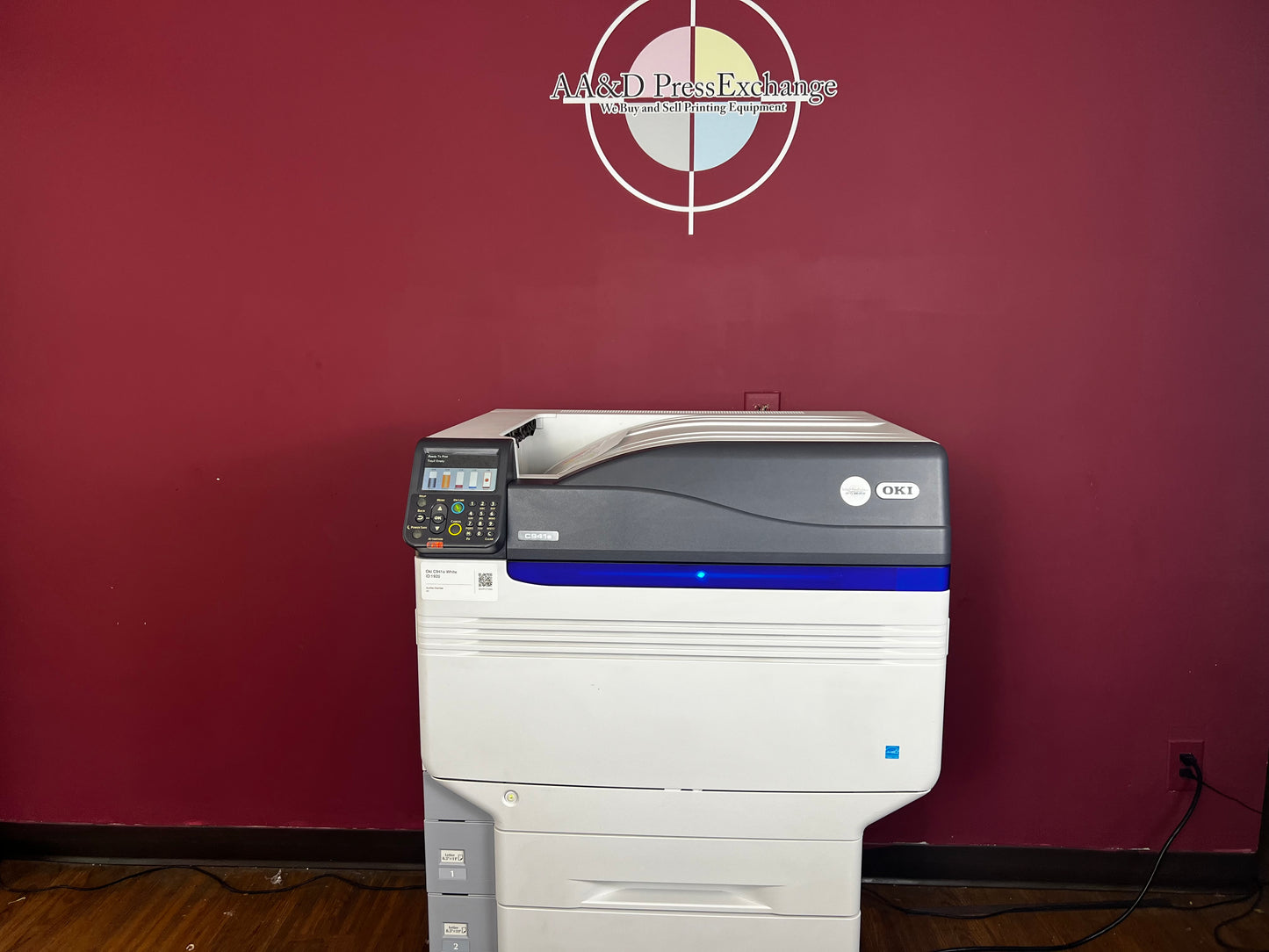 Used Oki C941e White Color Laser Printer AA&D PressExchange with versatile media handling capabilities
