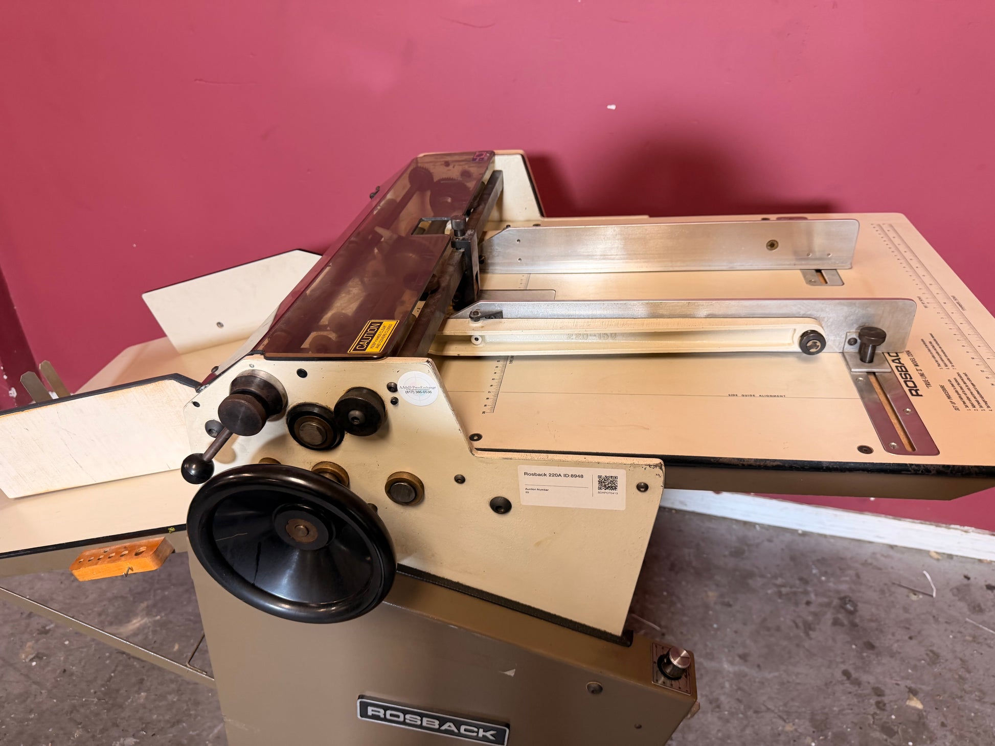 Used Rosback 220A Perforating Slit Score feed table detail – AA&D PressExchange