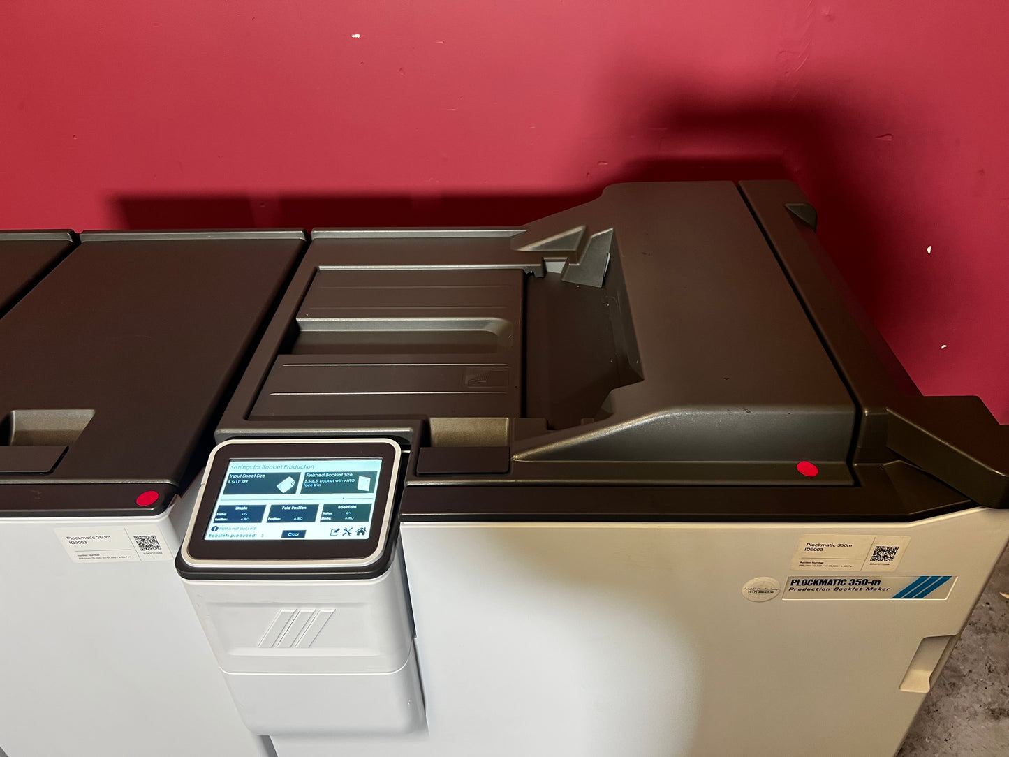 Used Plockmatic 350-M 85k meter booklet maker detailed view of saddle stitch mechanism – AA&D PressExchange