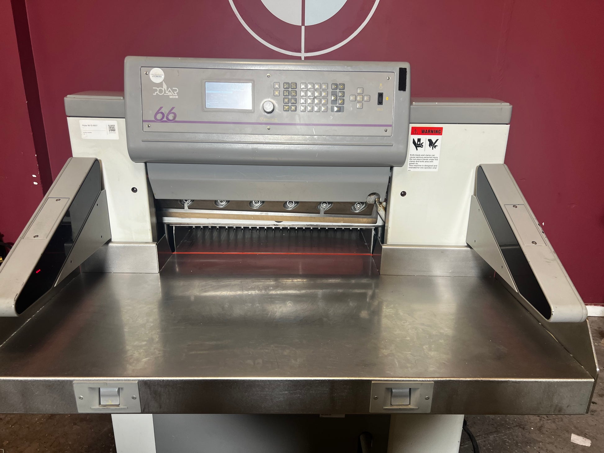Used Polar 66 paper cutter control panel close-up – AA&D PressExchange