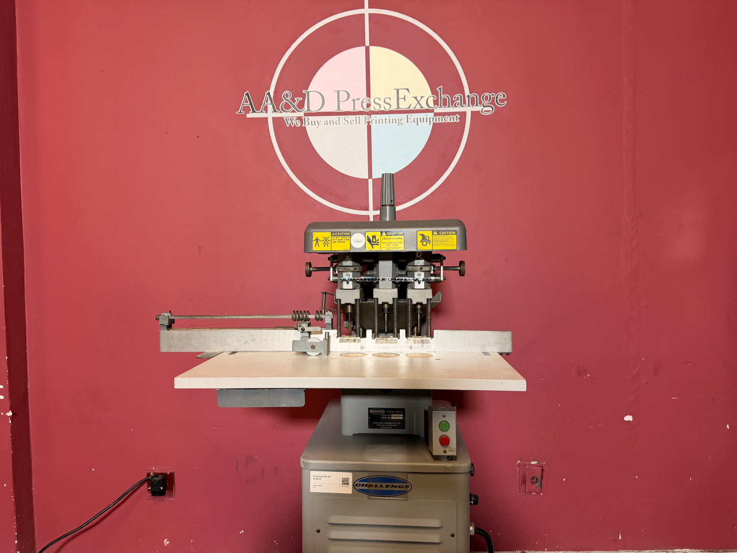 Used Challenge EH-3A Paper Drill rear view with durable industrial frame