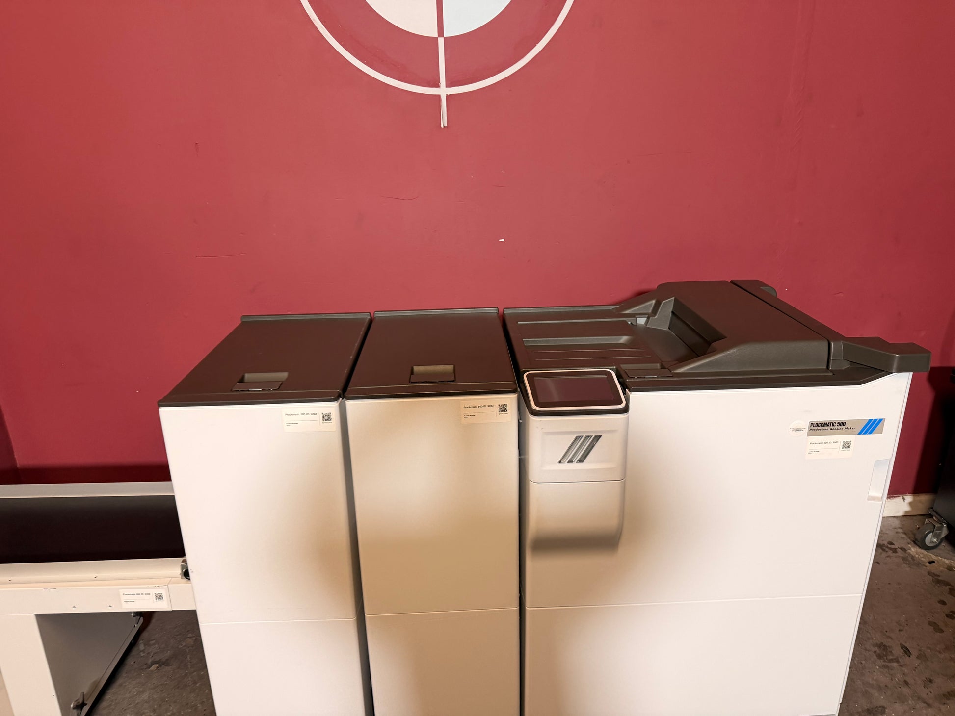 Used Plockmatic 500-m booklet finishing system with crease and bleed trimming functions