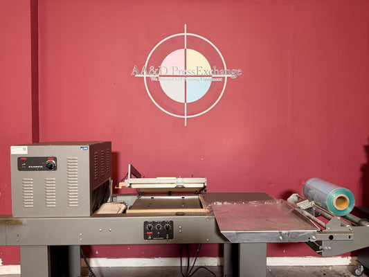 Used Clamco shrink wrapper L bar heat tunnel combo front view industrial packaging machine