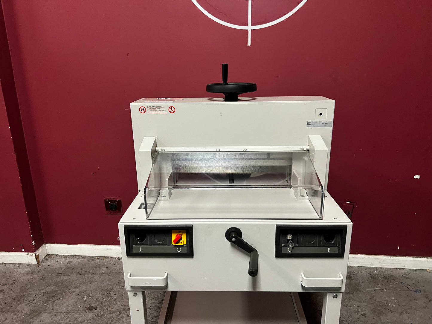 Used Triumph 4810-95 electric paper cutter top view of cutting table – AA&D PressExchange