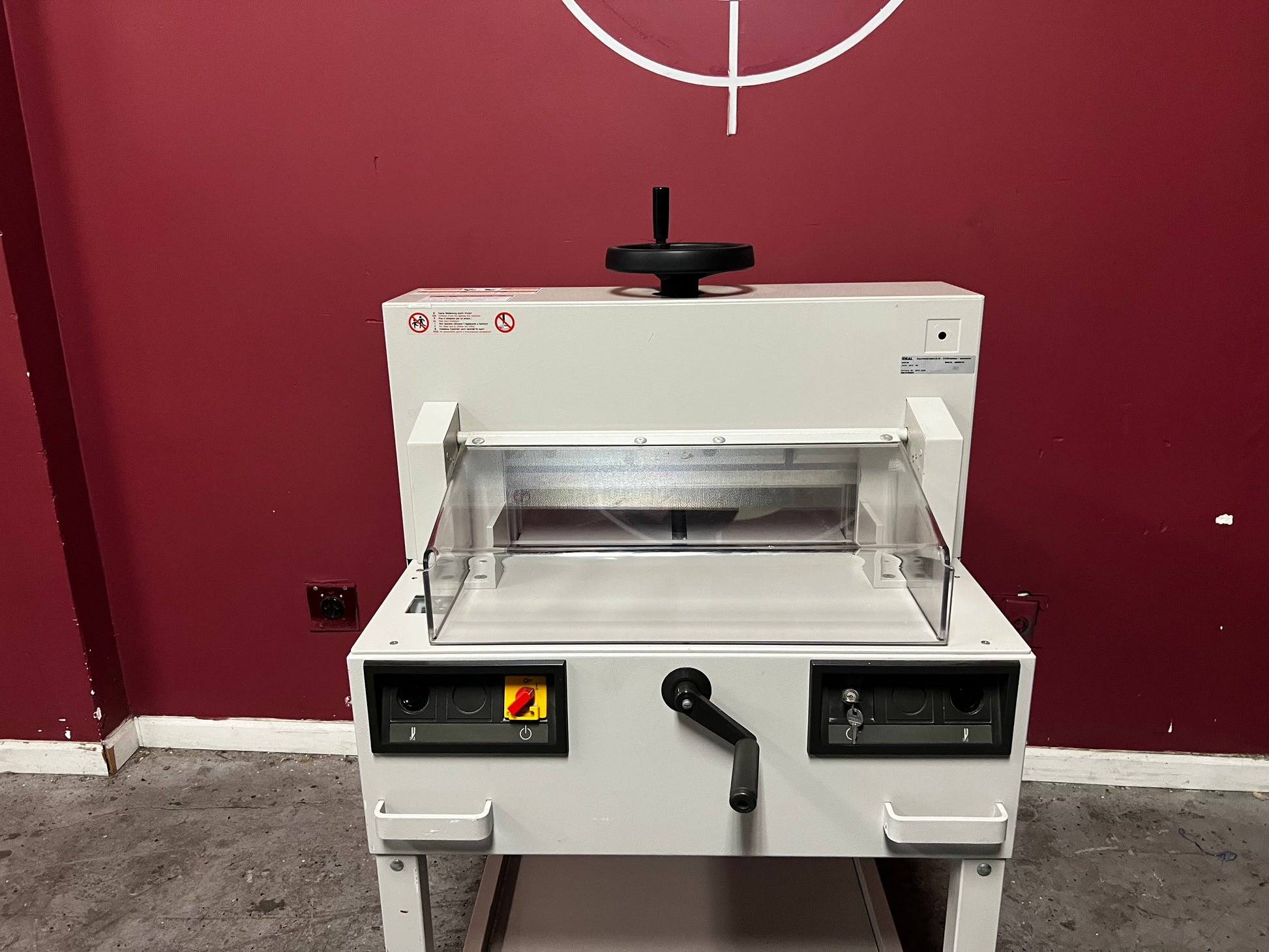 Used Triumph 4810-95 electric paper cutter top view of cutting table – AA&D PressExchange