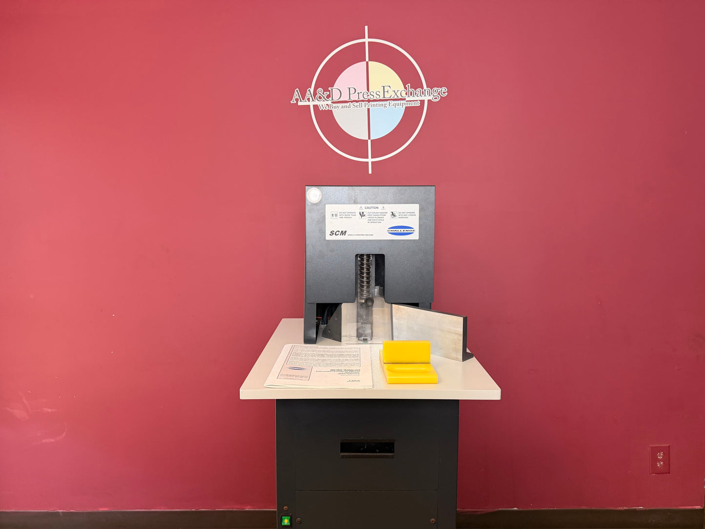 Used Challenge SCM hydraulic corner rounder machine front view – AA&D PressExchange