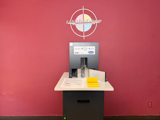 Used Challenge SCM hydraulic corner rounder machine front view – AA&D PressExchange