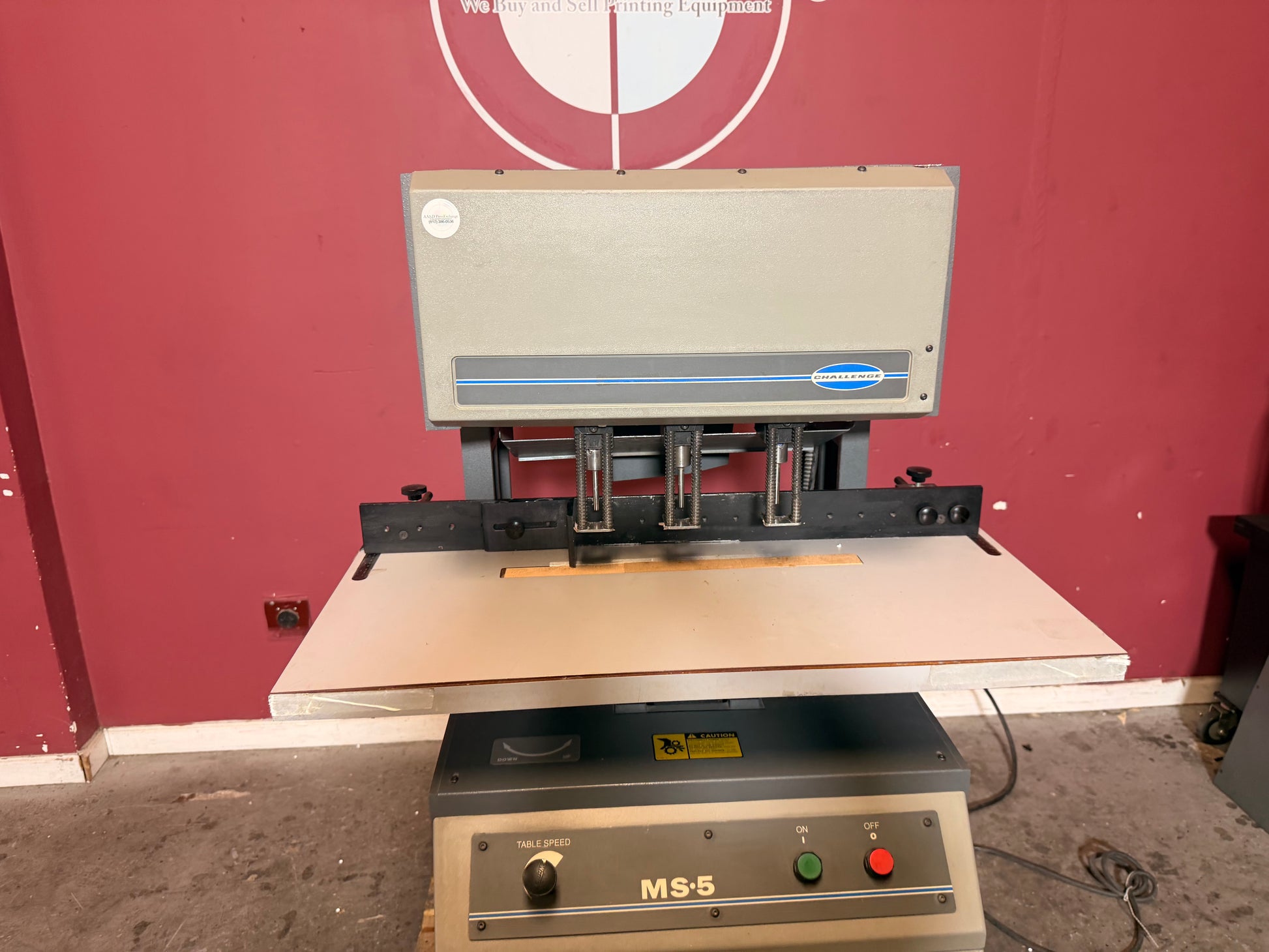 Used Challenge MS-5 paper drill for sale heavy duty bindery drilling machine side view