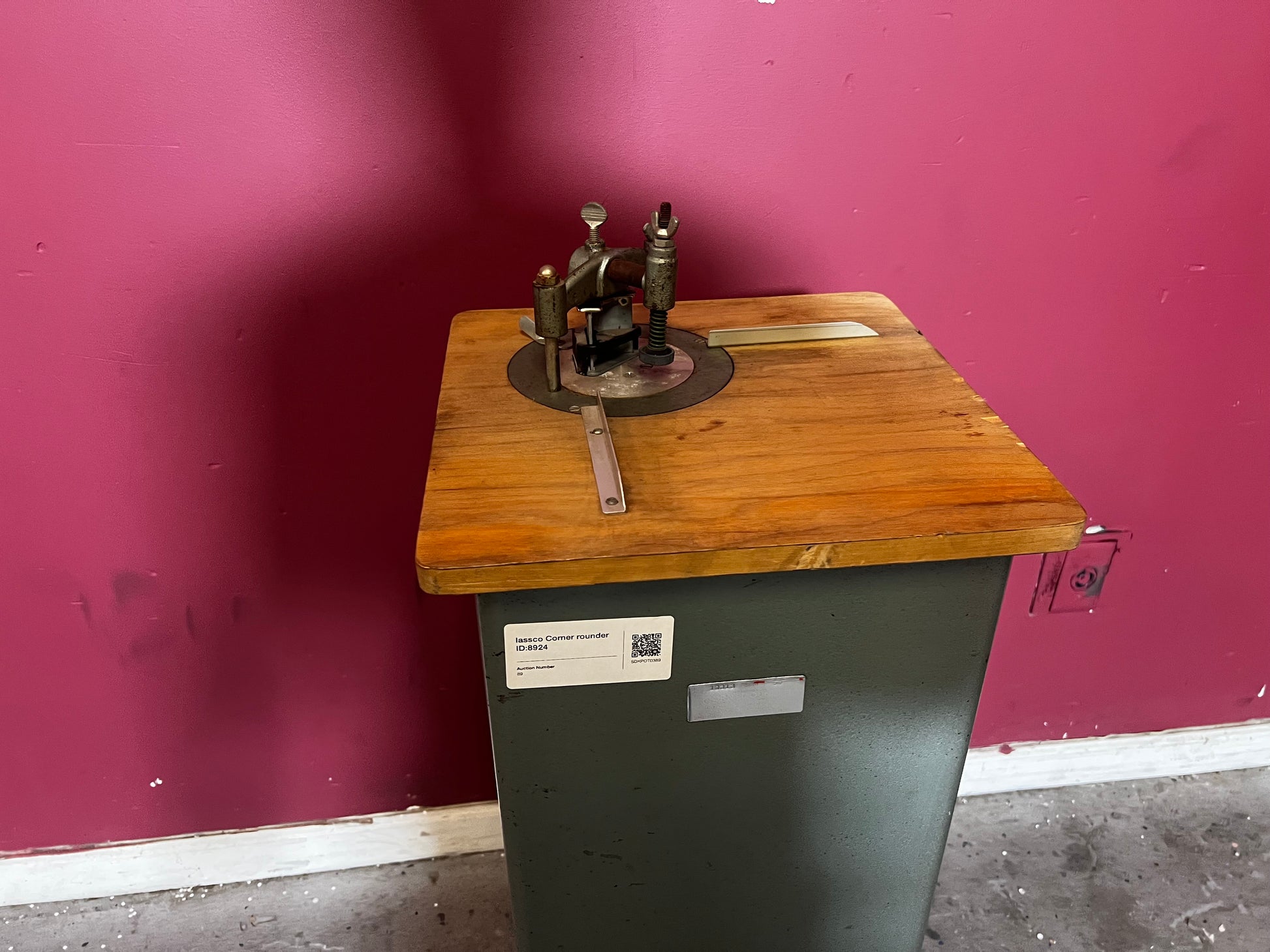 Used Lassco CR-50 Manual Corner Rounder by AA&D PressExchange showing foot pedal operation