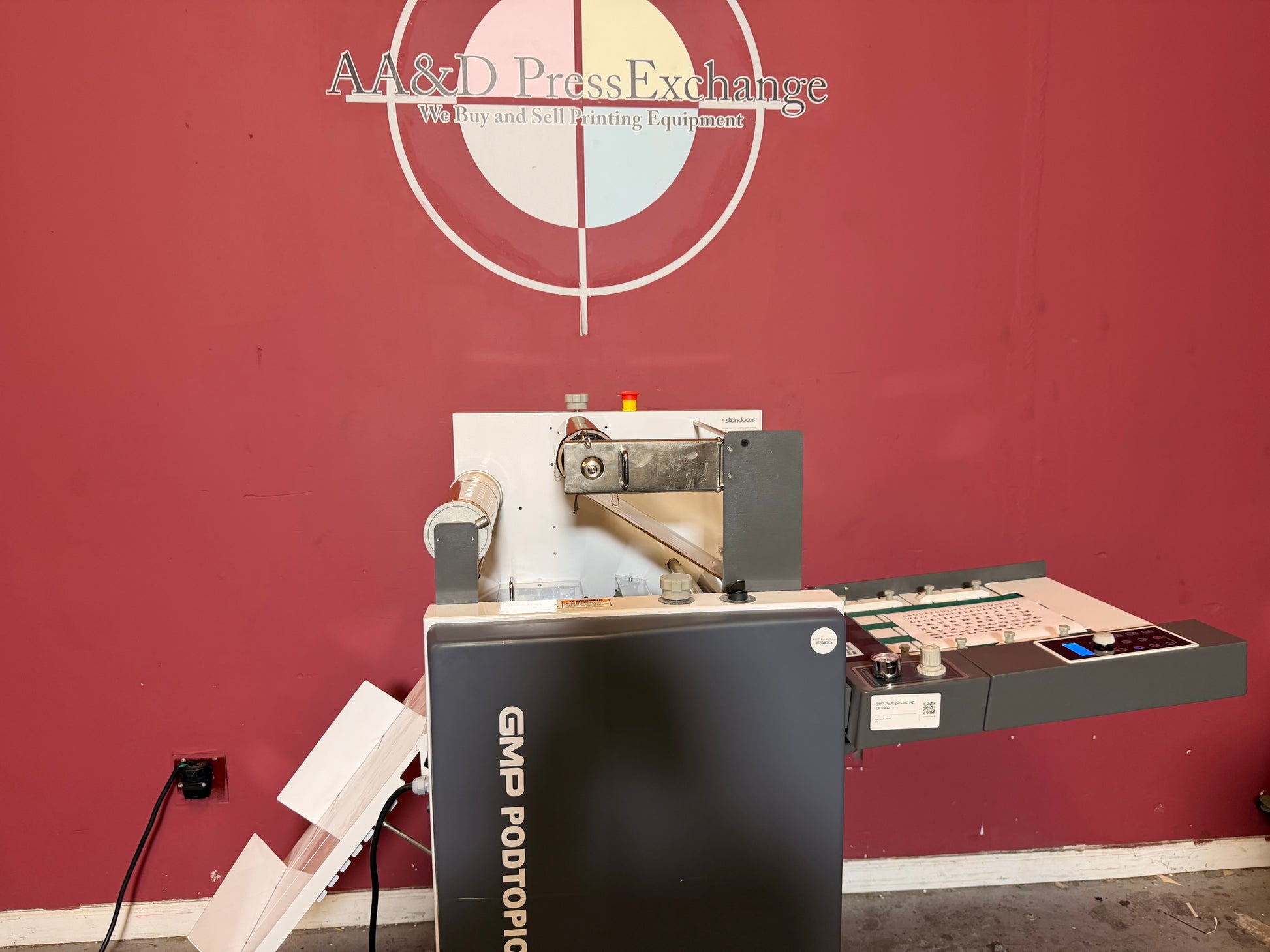 Used GMP PODTOPIC-380 RZ Laminator Foiler side view – AA&D PressExchange
