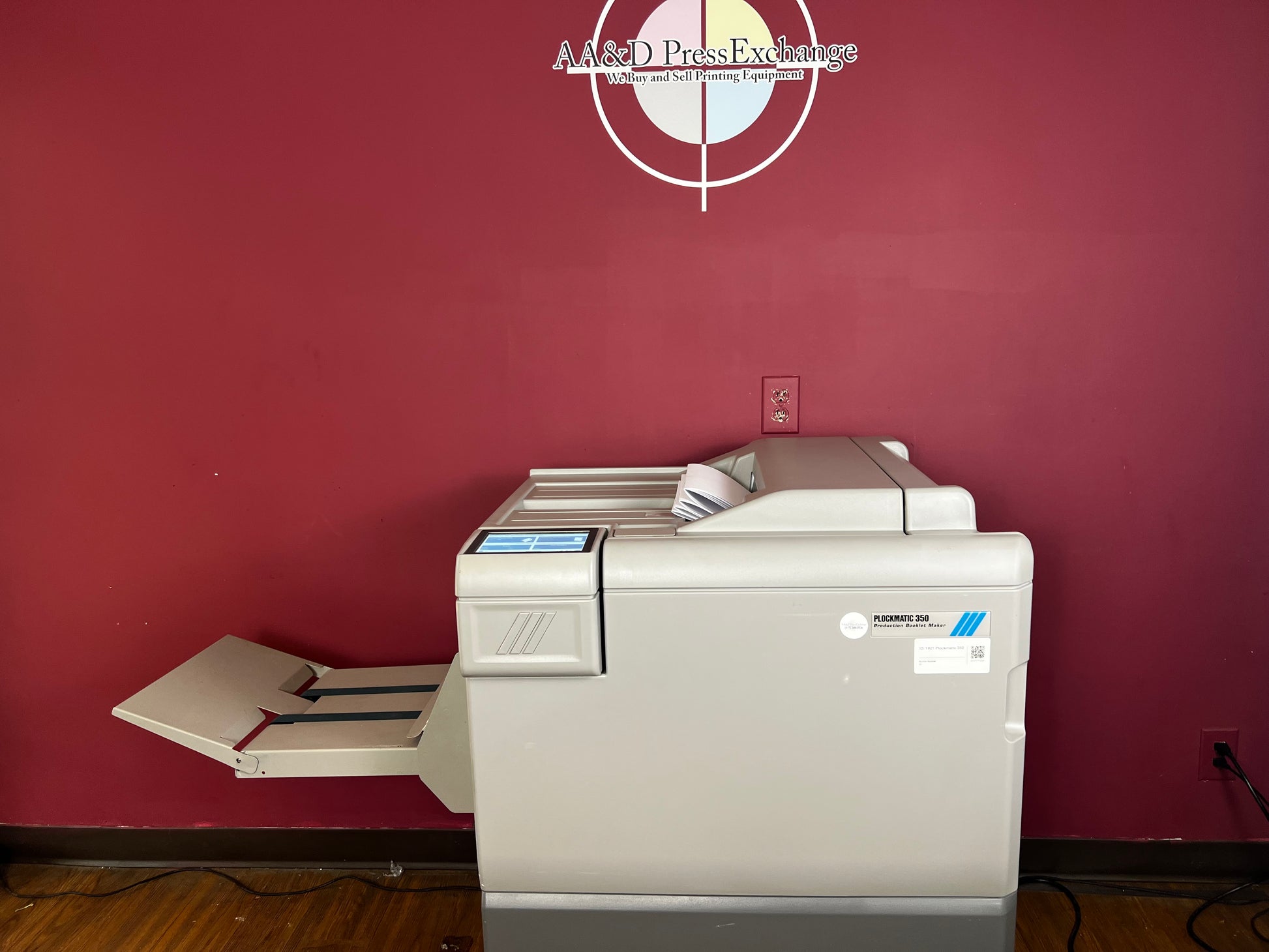 AA&D PressExchange Used Plockmatic 350 booklet maker, reliable unit with 380 book count