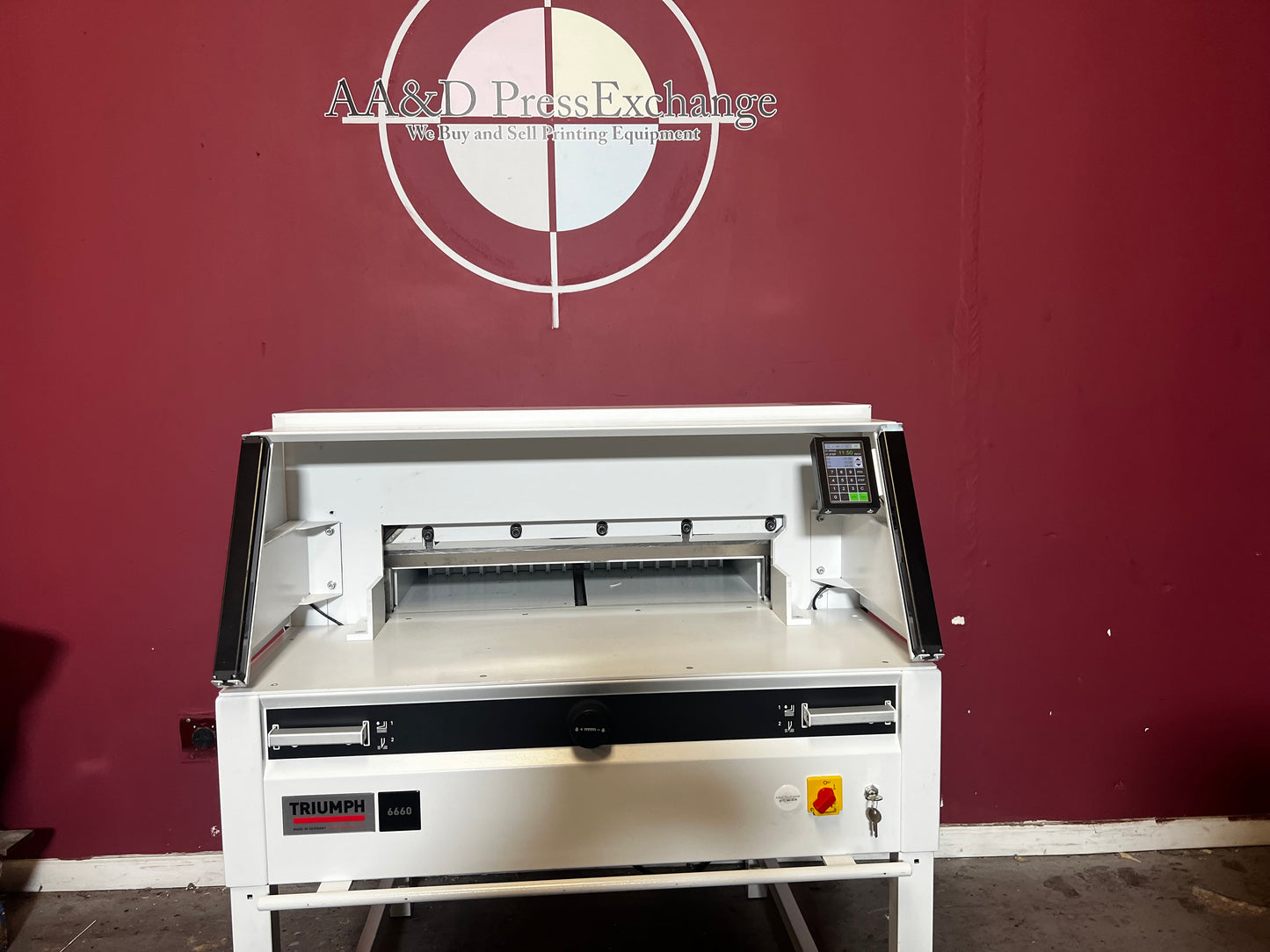 Used Triumph 6660 paper cutter rear view of programmable control unit – AA&D PressExchange
