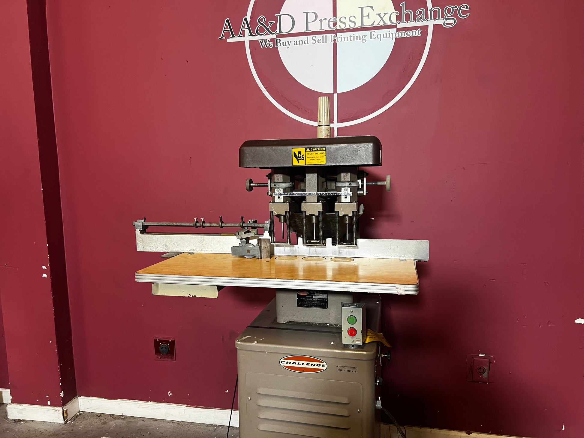 Used Challenge EH-3A Paper Drill available at AA&D PressExchange, heavy-duty multi-hole drilling machine.
