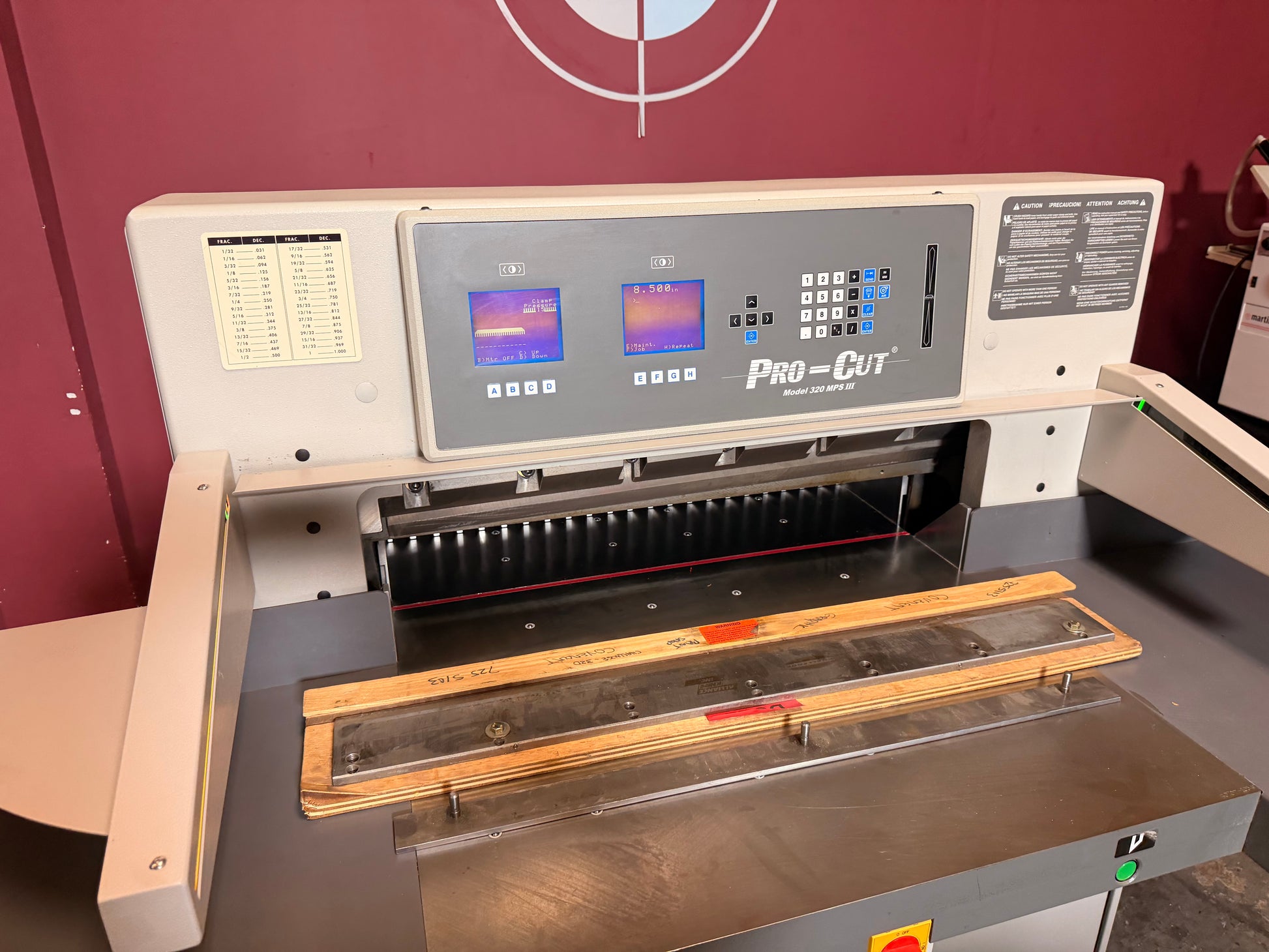 Used Pro-Cut 320 MPS III paper cutting machine for sale with 4 inch cutting capacity