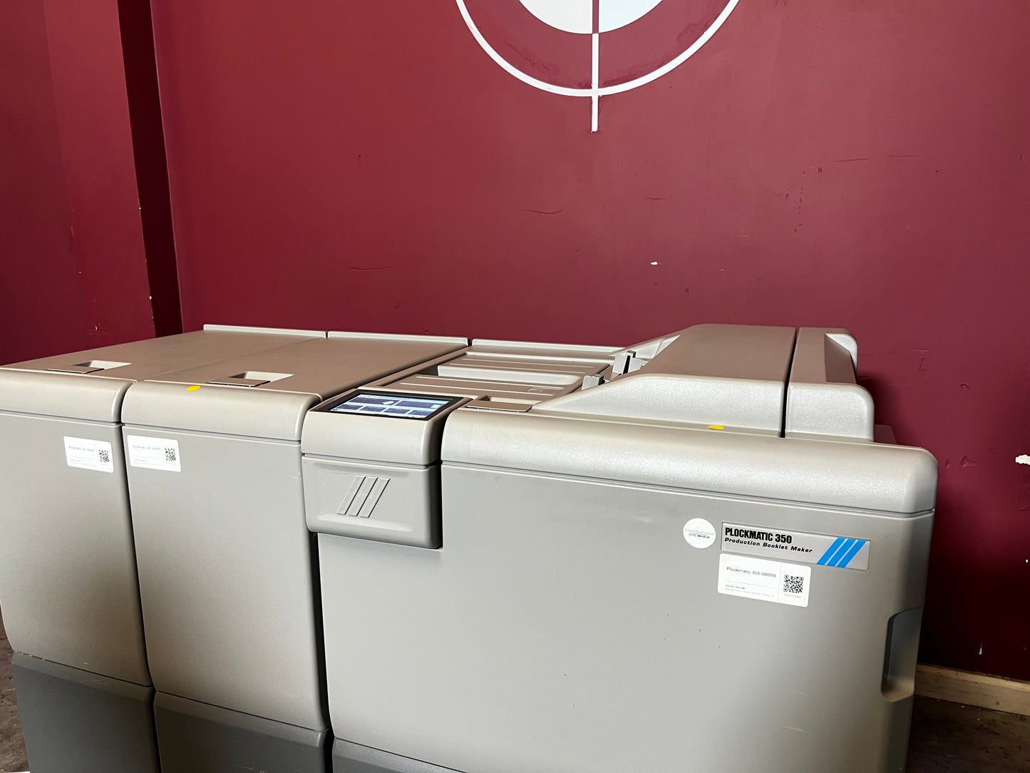 Used Plockmatic 350 200k meter booklet maker close-up of feed and folding section – AA&D PressExchange