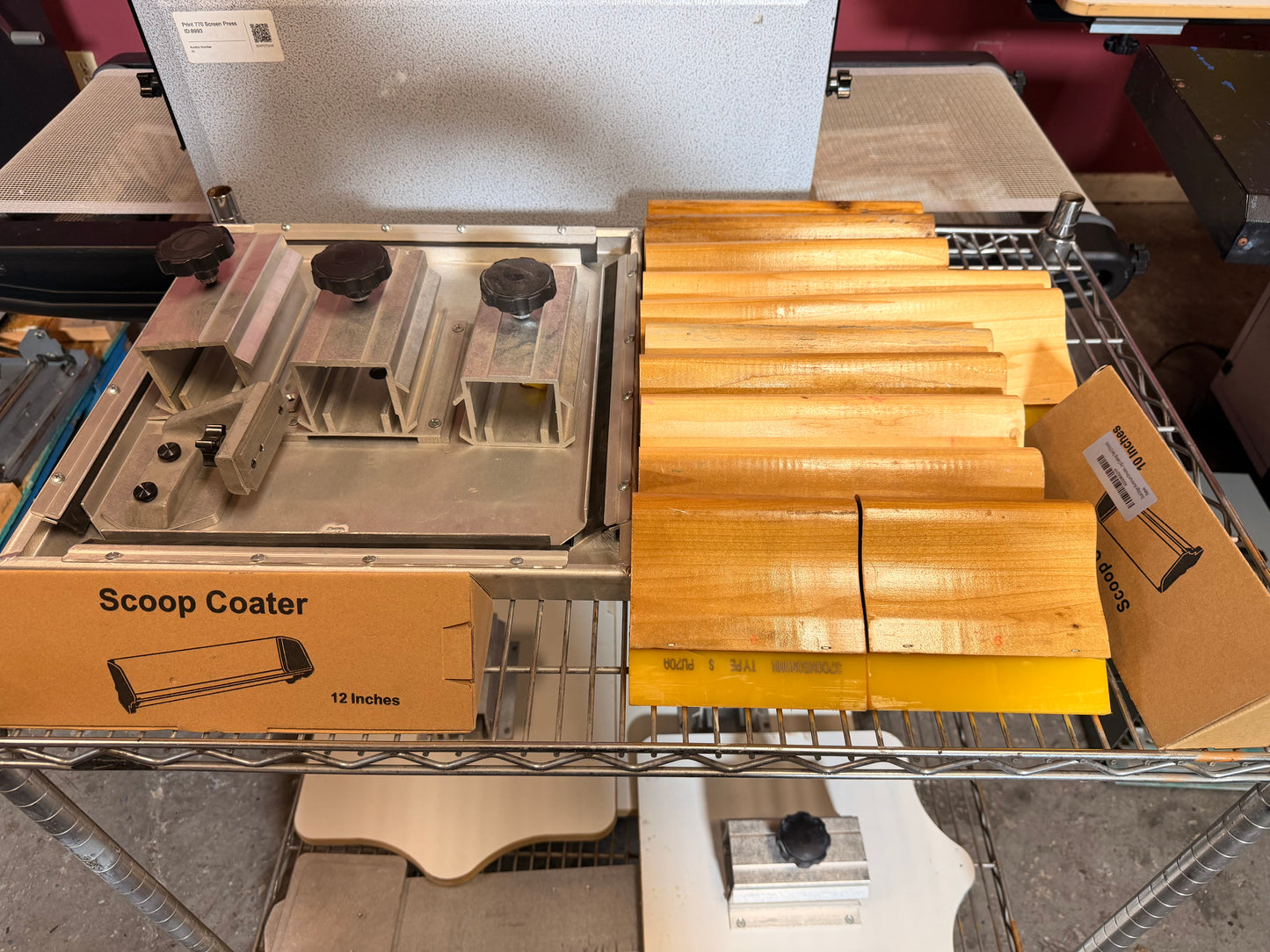 Used Printa 770 Screen Printer close-up of dual-pin registration system – AA&D PressExchange