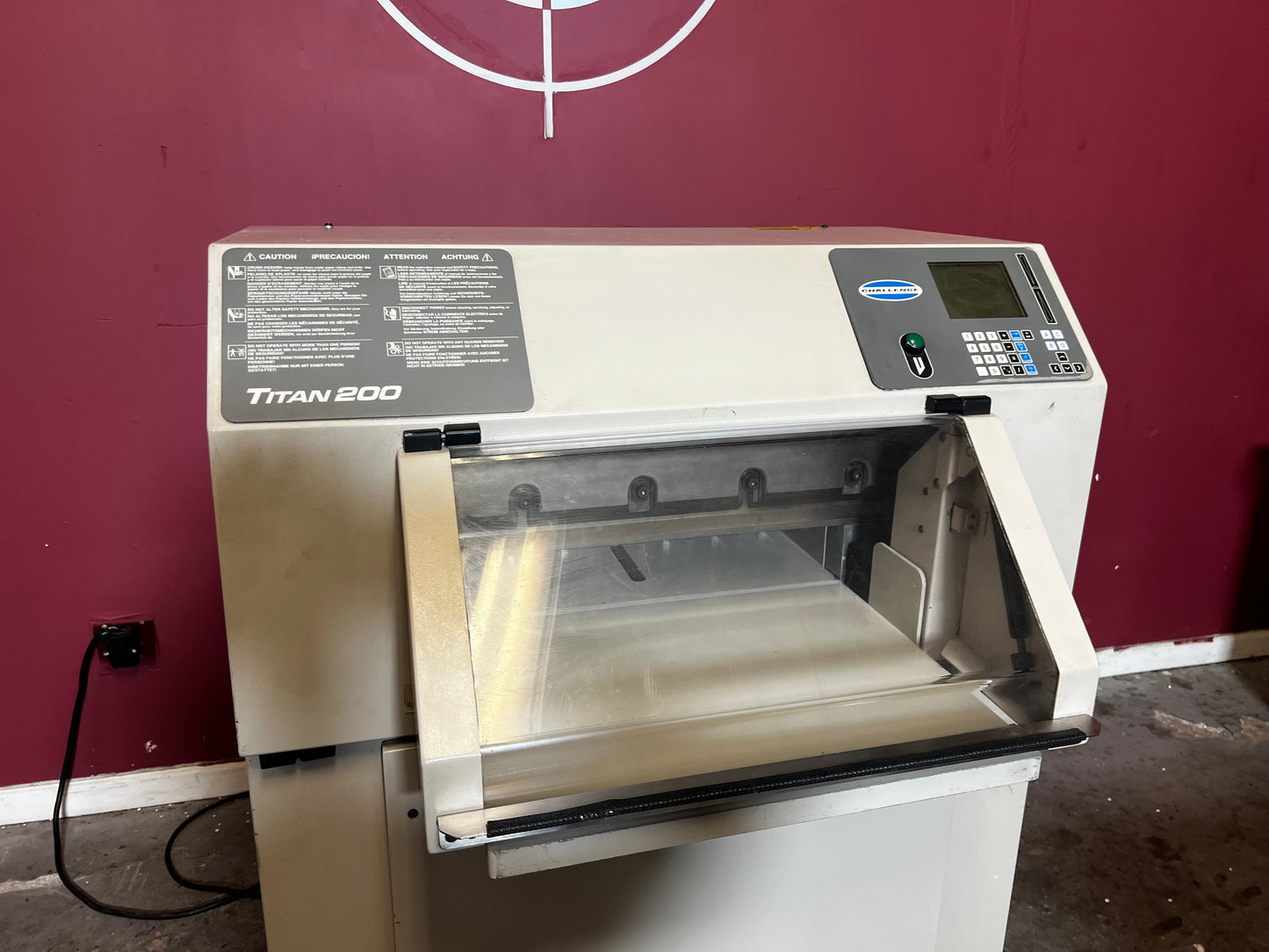 Top view of used Challenge Titan 200 Hydraulic Paper Cutter by AA&D PressExchange.