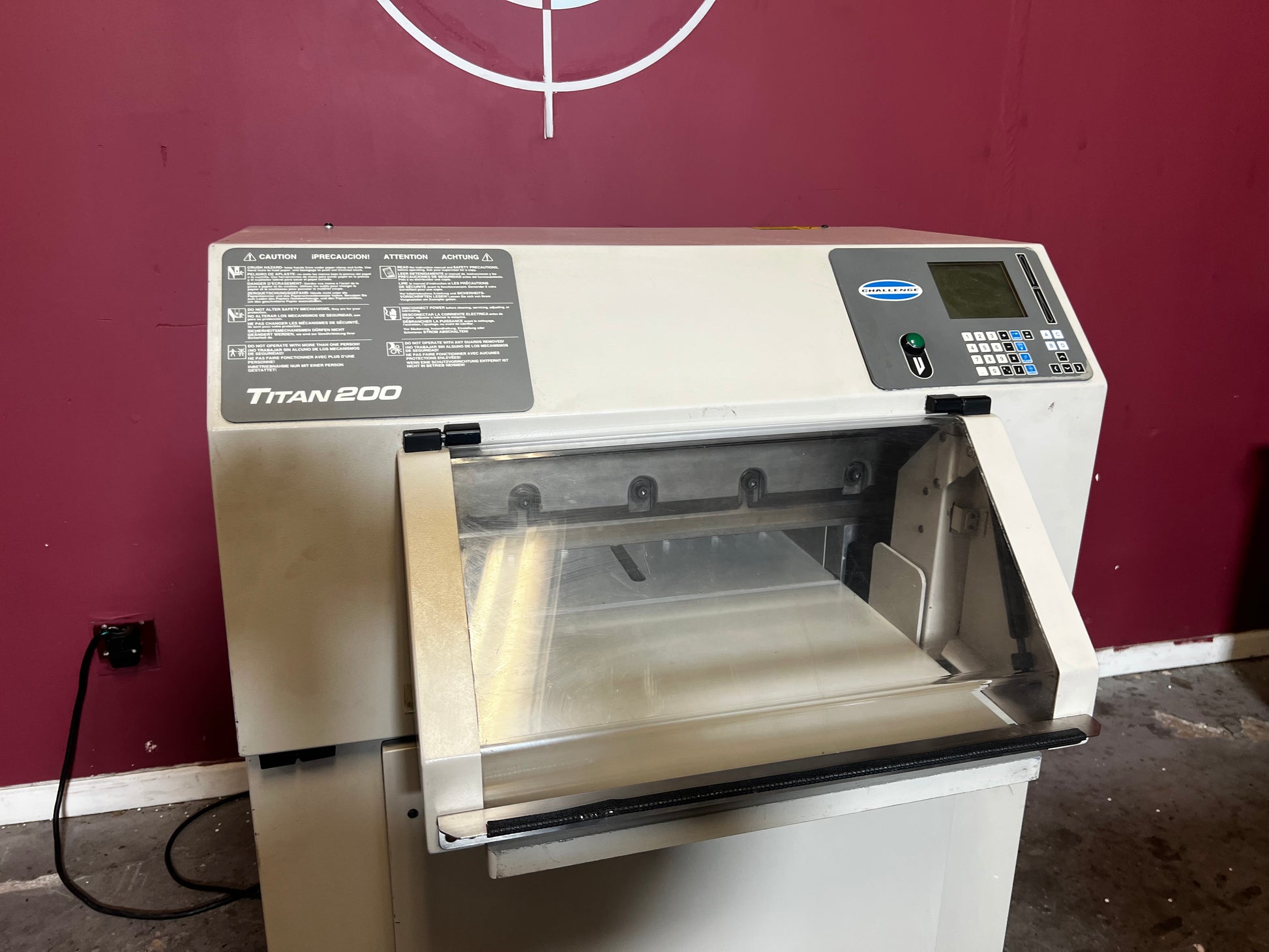 Top view of used Challenge Titan 200 Hydraulic Paper Cutter by AA&D PressExchange.