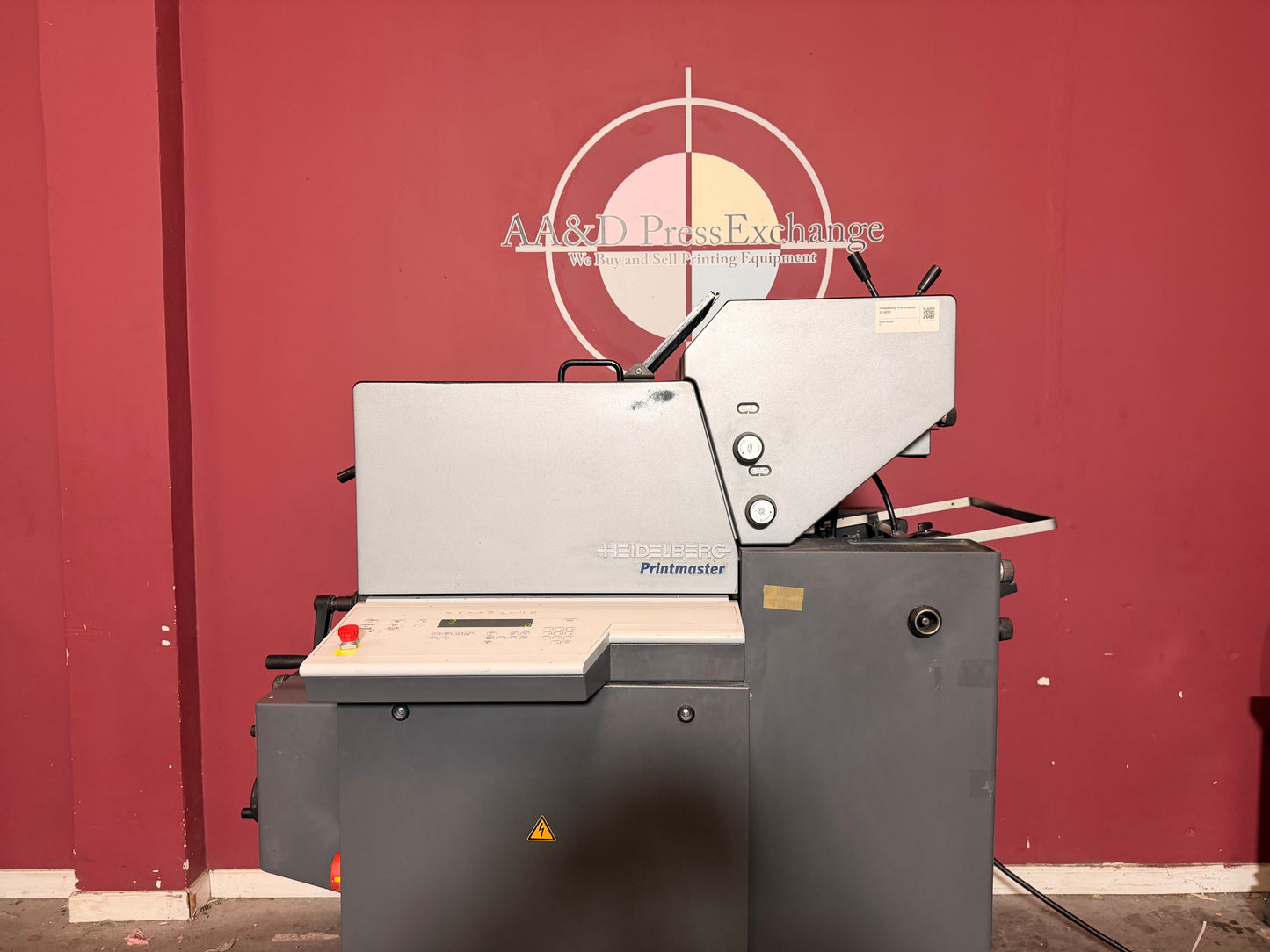 Used Heidelberg Printmaster QM 46-2 offset press for sale delivery and stacker area