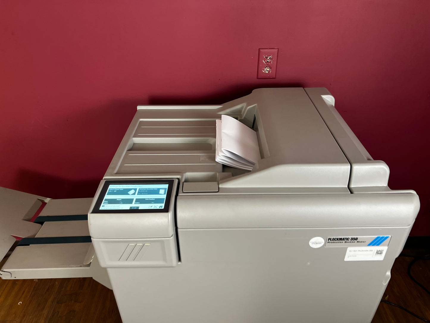 Used Plockmatic 350 booklet maker AA&D PressExchange, professional unit only 380 books
