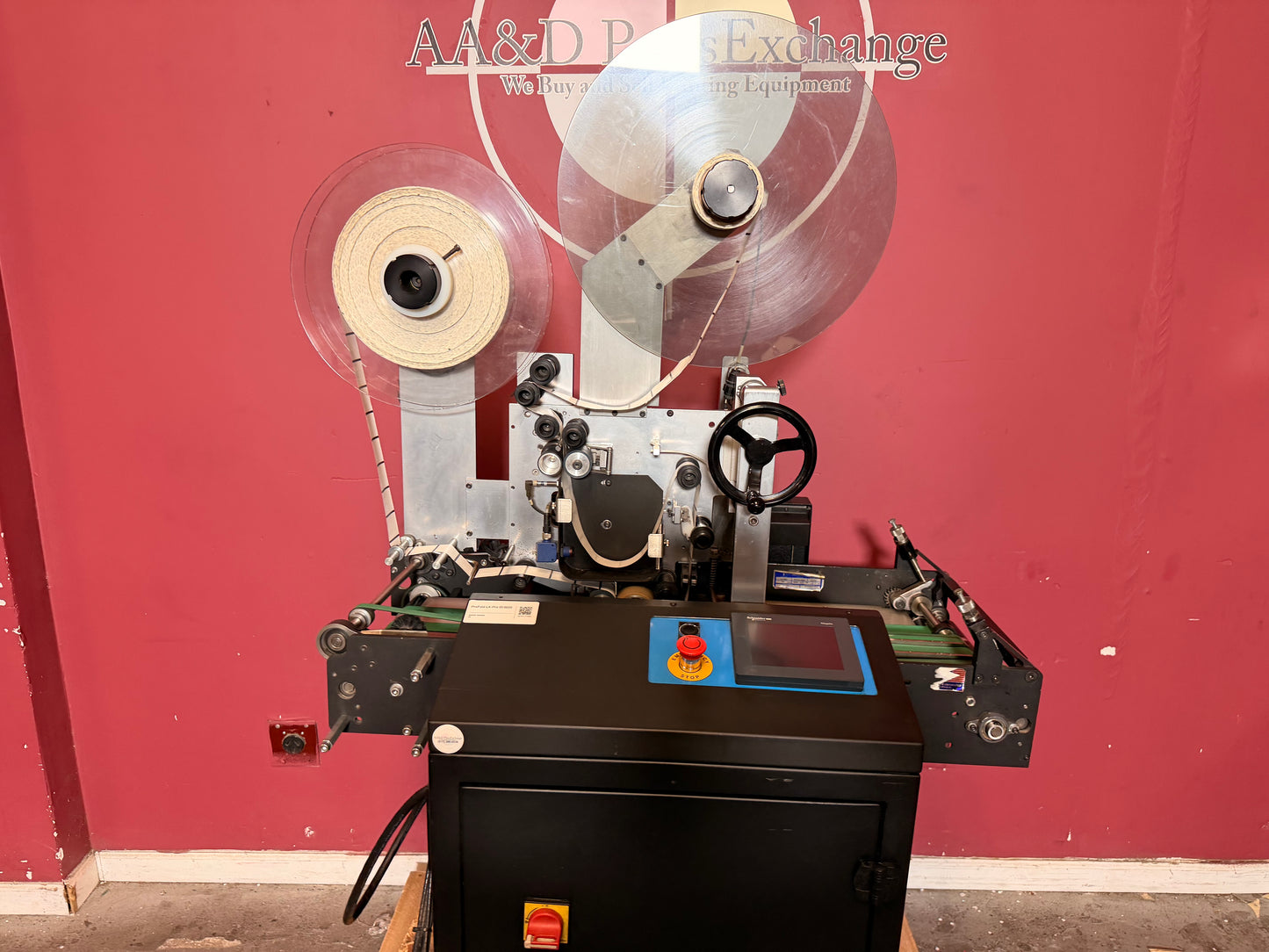 Used Profold LX-PRO tabbing machine spool holder and web threading system