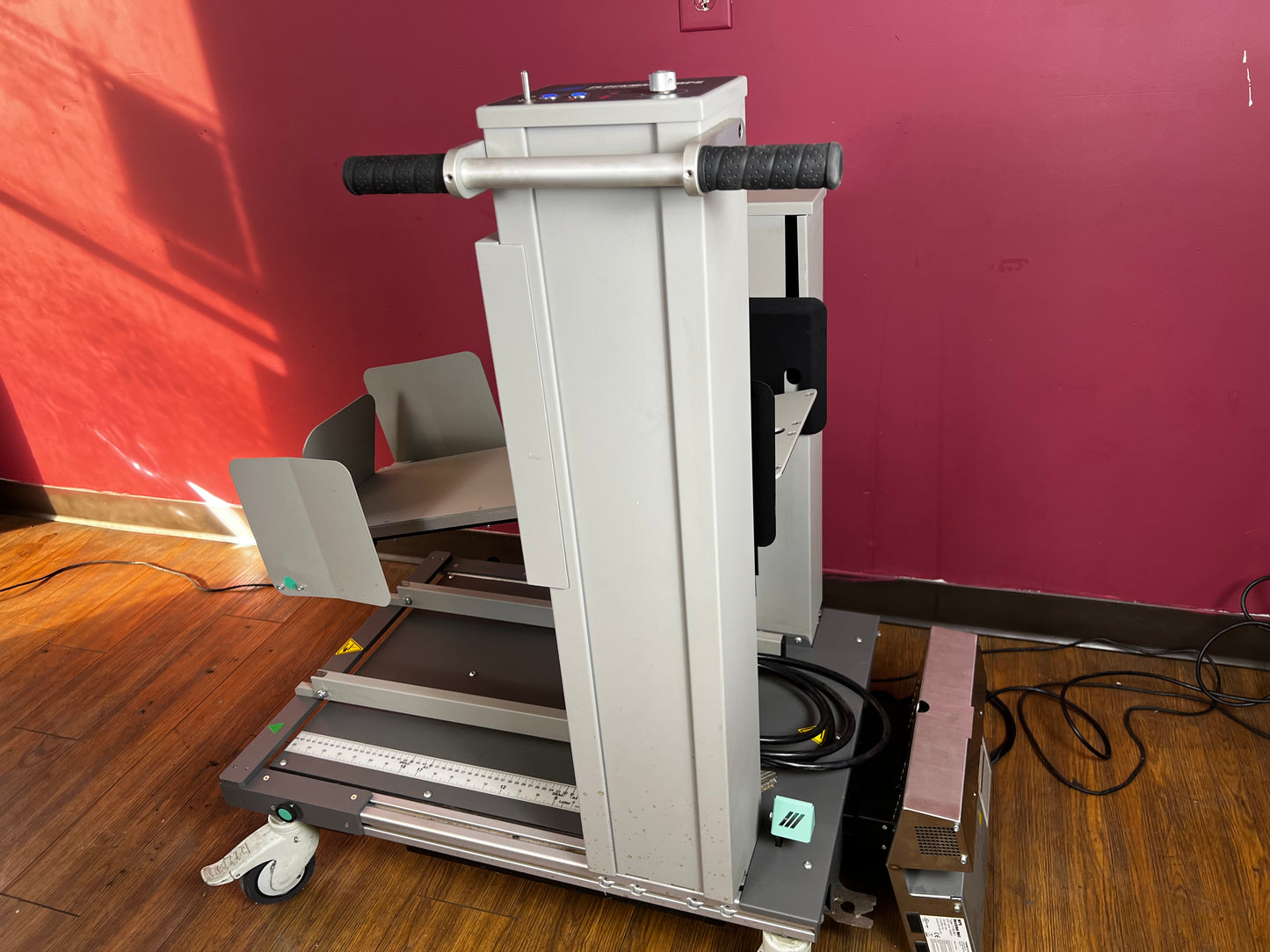 Used Plockmatic MPS Multi-Purpose Stacker front/side angle showing stacking and transport functions – AA&D PressExchange