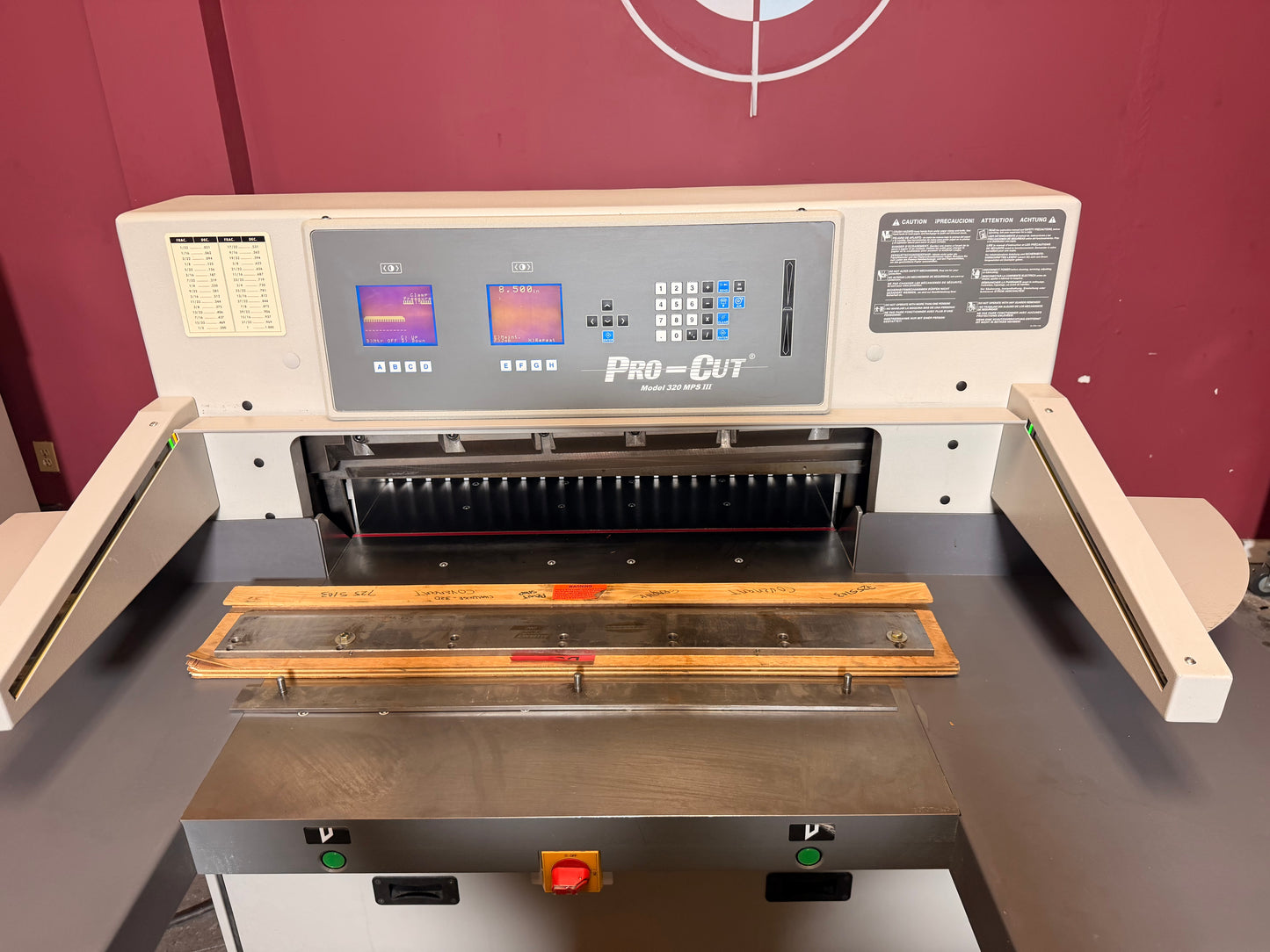 Used Pro-Cut 320 MPS III commercial paper cutter for sale 208 to 230V three phase