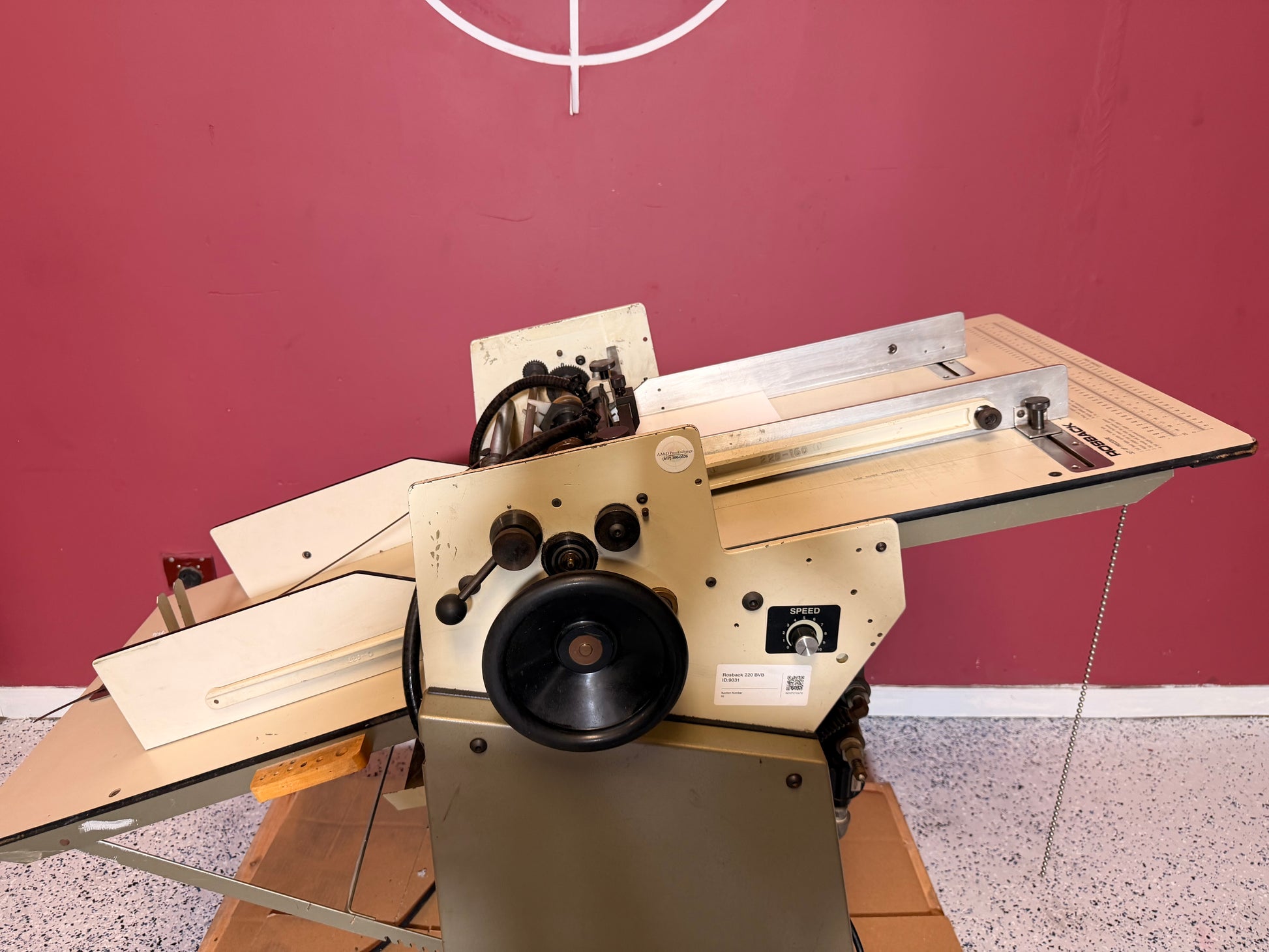 Rosback 220 BVB air-fed perf slit score machine for sale production view