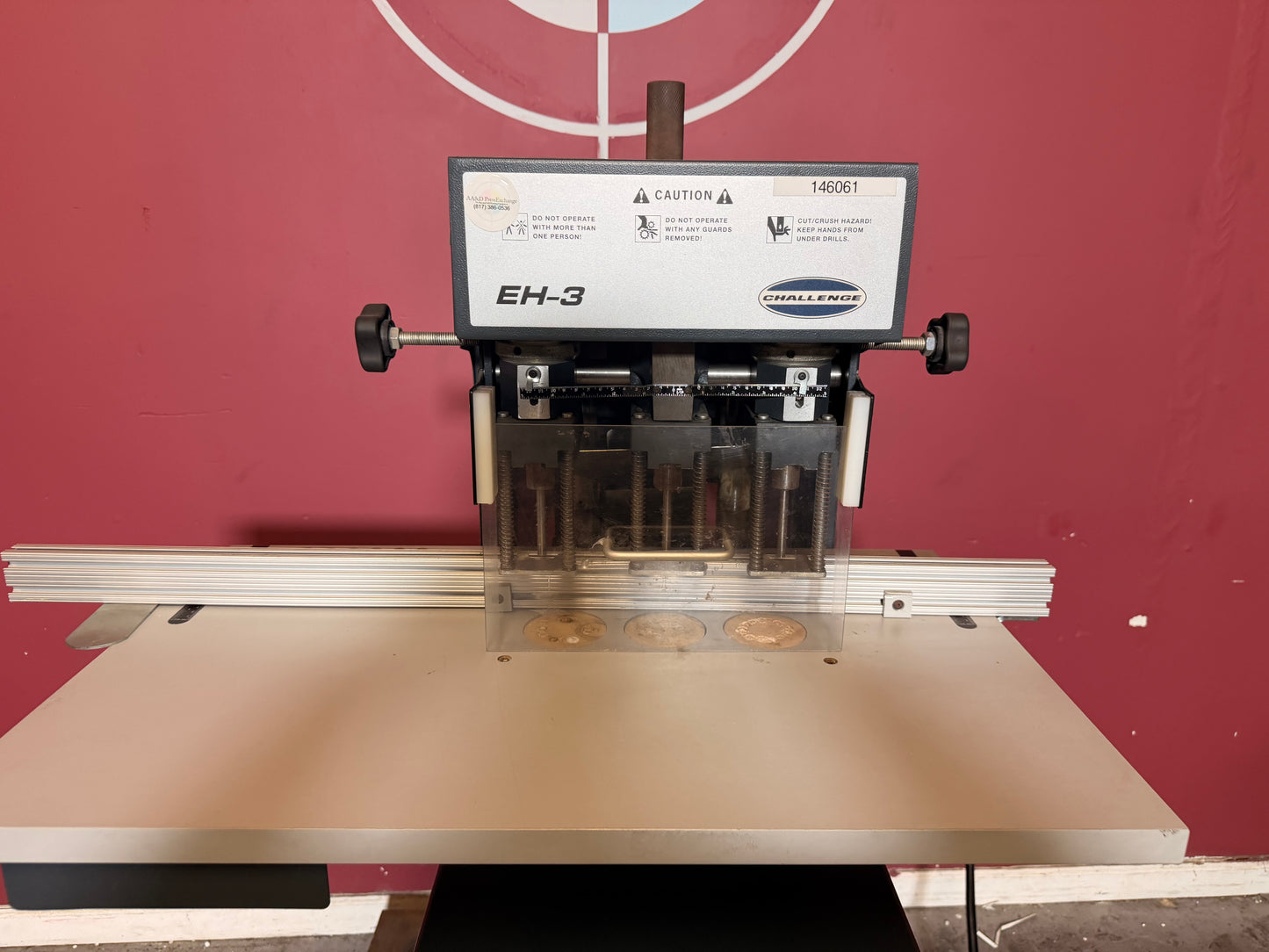 Used Challenge EH-3 Paper Drill control panel and hydraulic system detail