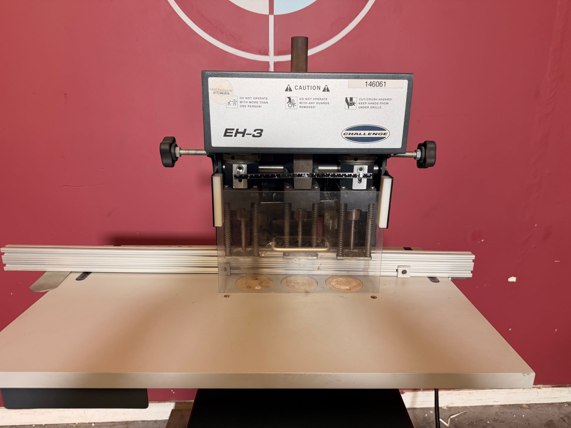 Used Challenge EH-3 Paper Drill control panel and hydraulic system detail