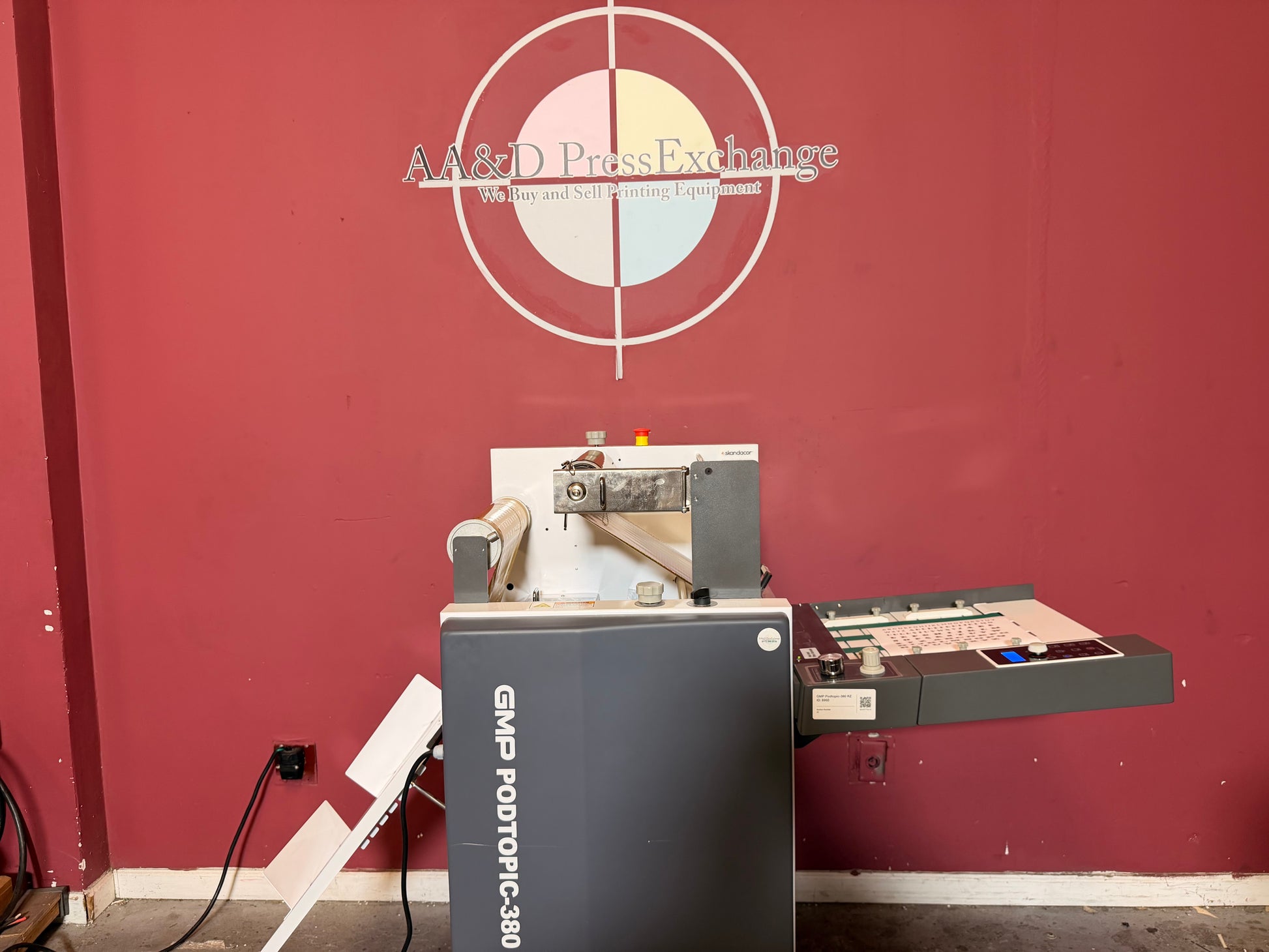 Used GMP PODTOPIC-380 RZ Laminator Foiler front view – AA&D PressExchange