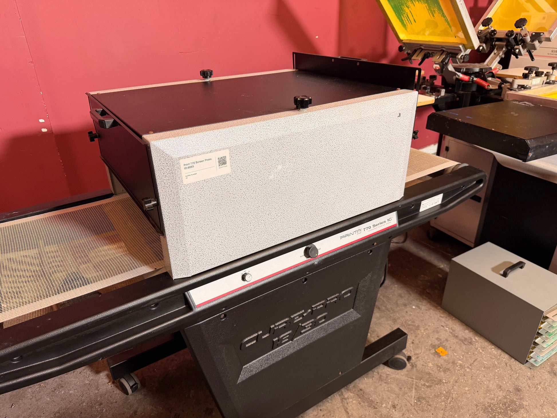 Used Printa 770 Screen Printer curing station detail for apparel printing – AA&D PressExchange