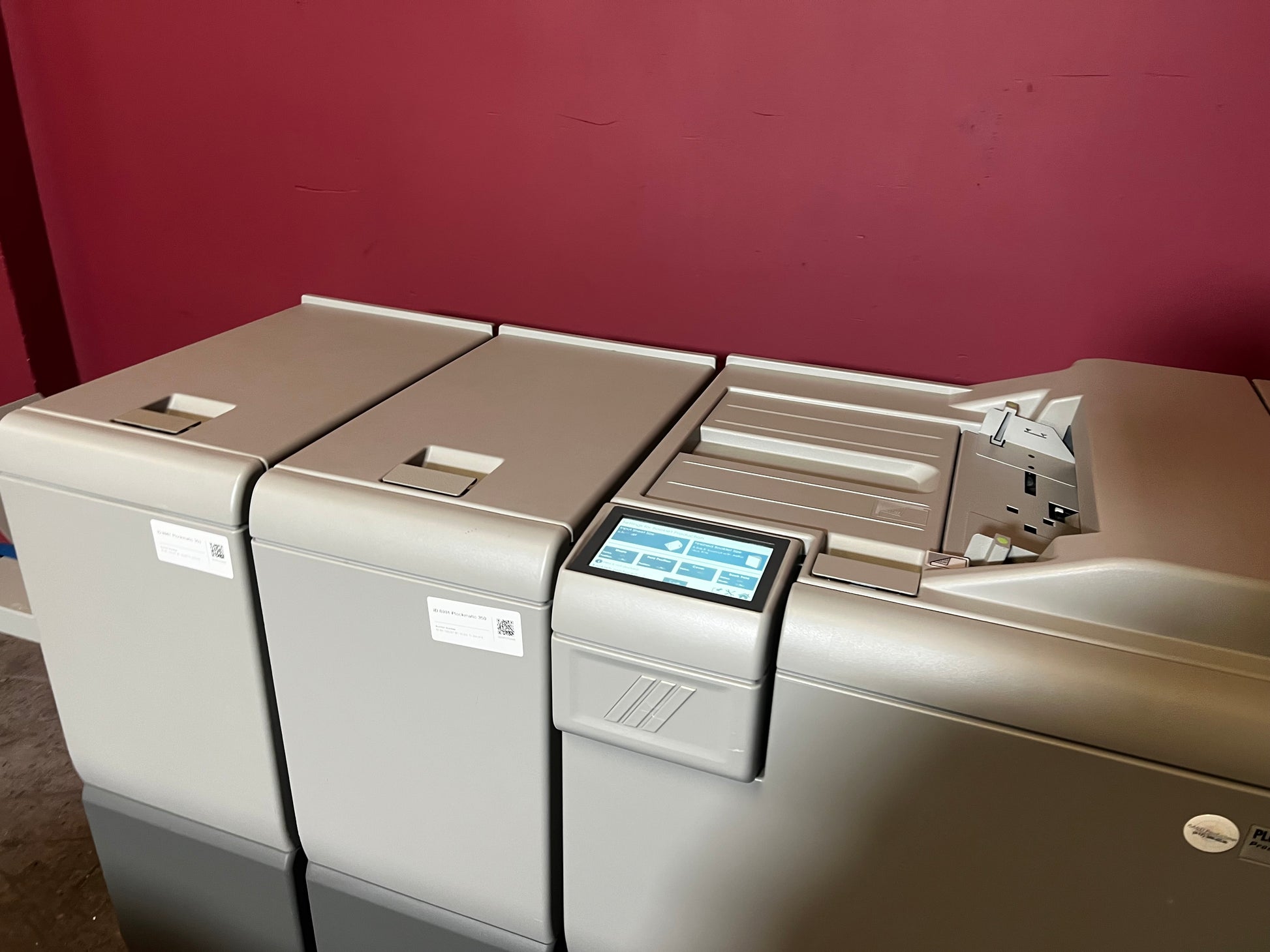 Used Plockmatic 350 LOW METER 167k bookletmaker detailed close-up of saddle stitch mechanism – AA&D PressExchange