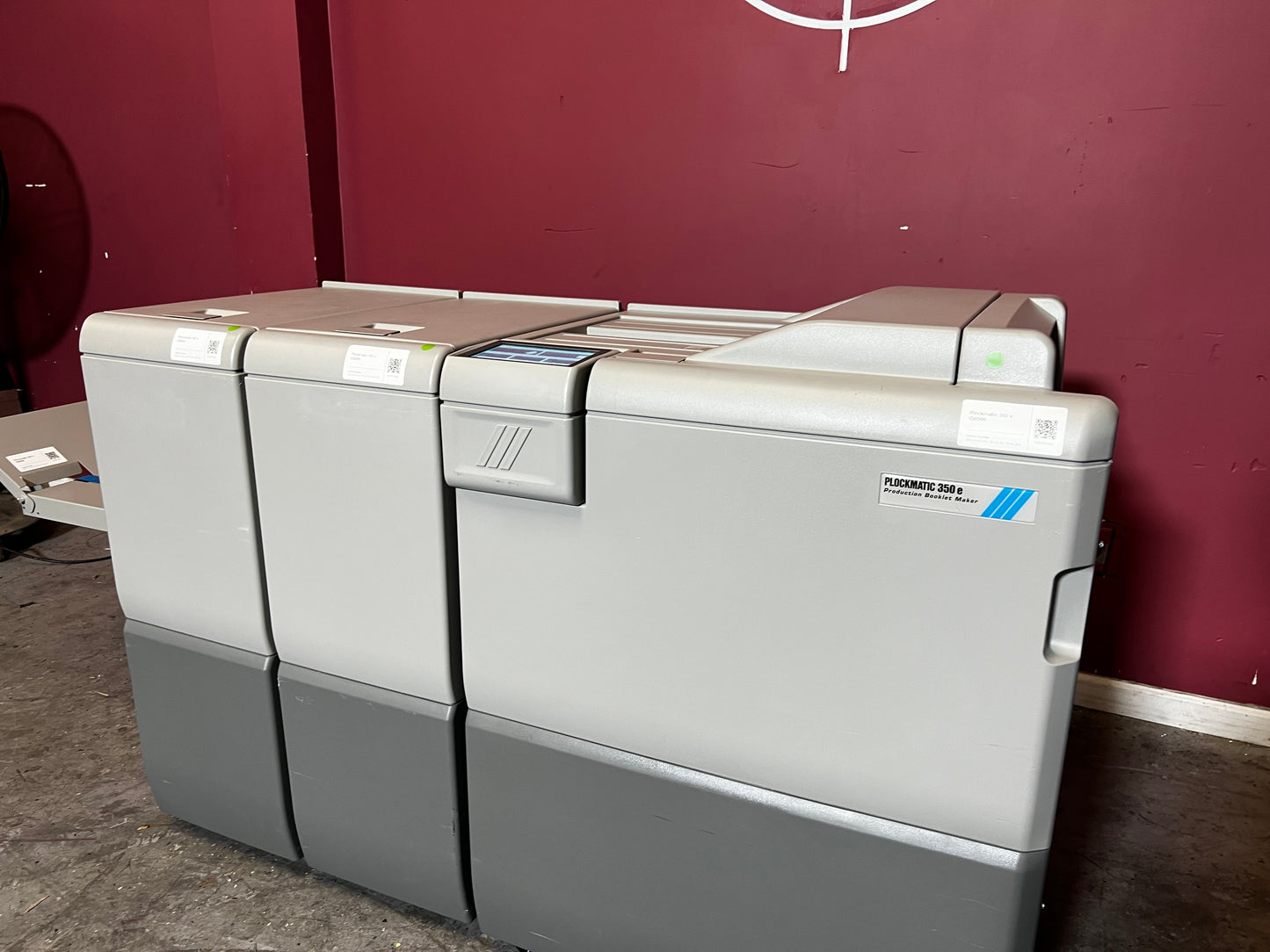 Used Plockmatic 350e 31k Meter showing booklet output area and control panel – AA&D PressExchange