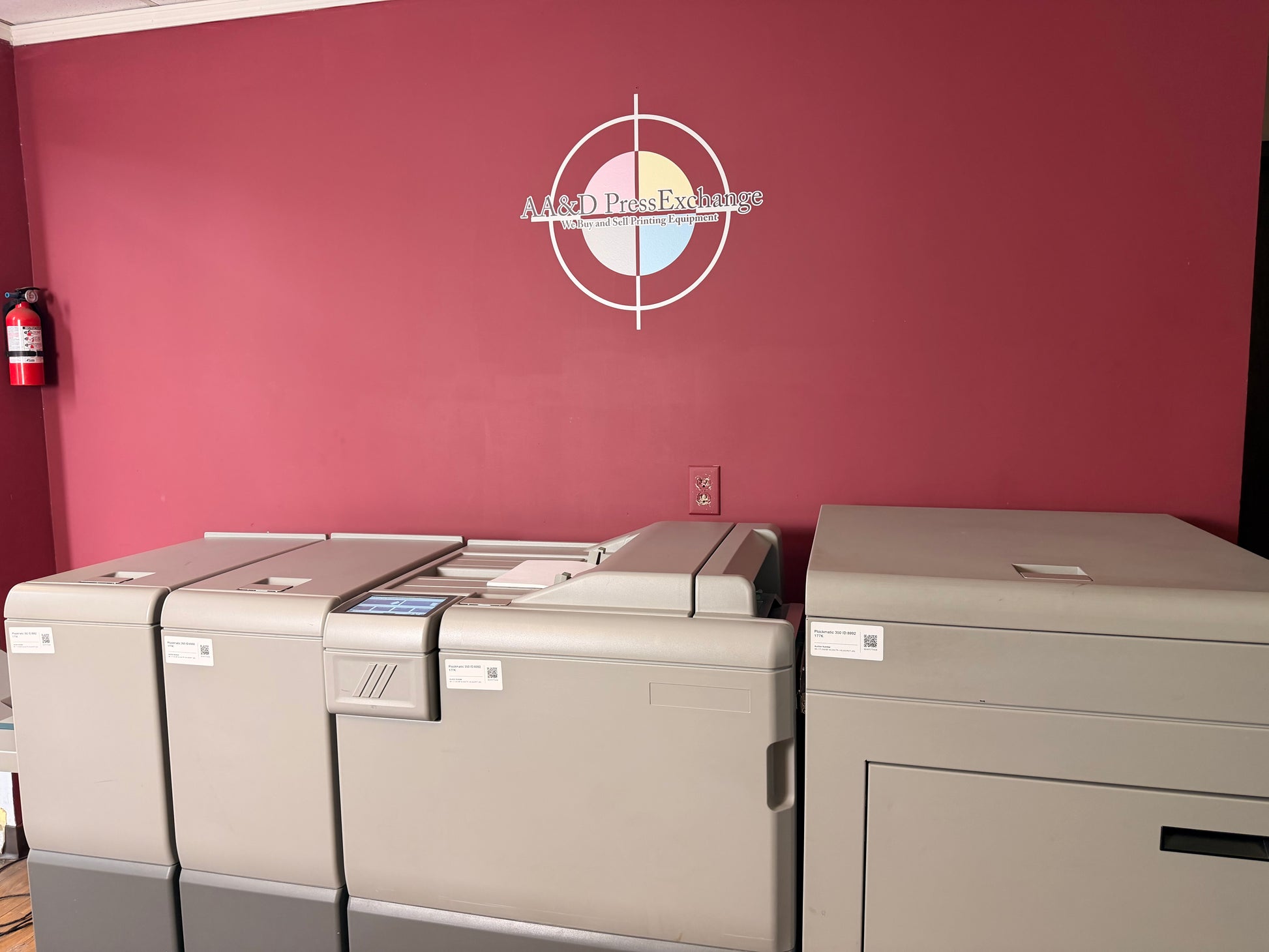 Used Plockmatic 350 booklet maker showing automatic book thickness adjustment – AA&D PressExchange