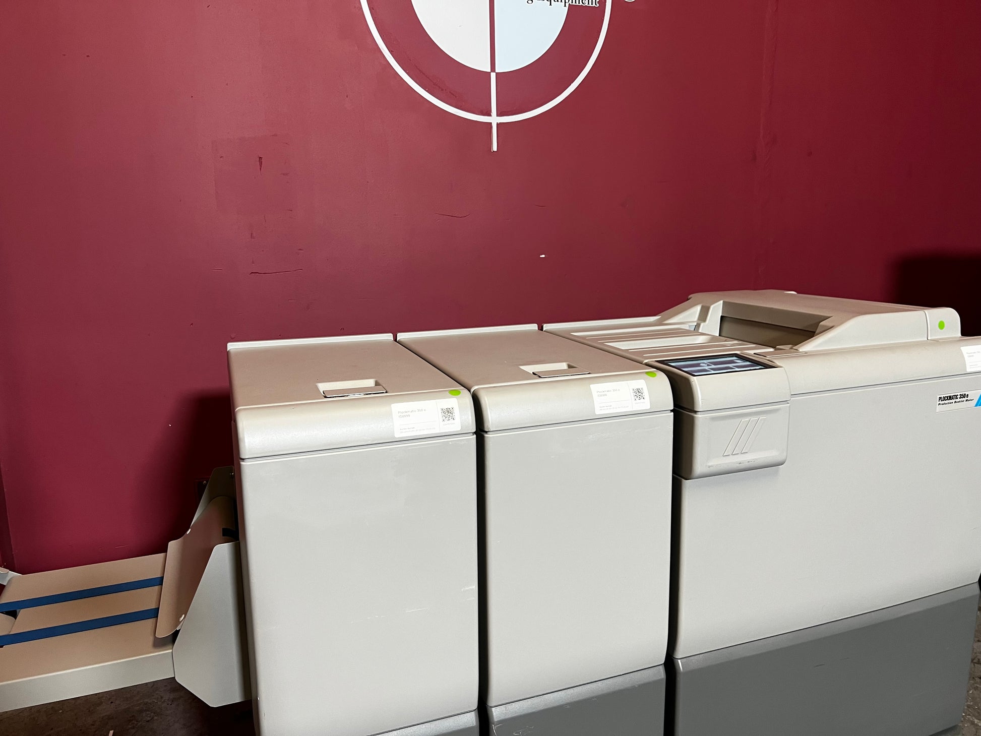 Used Plockmatic 350e 31k Meter rear / side view connected in digital print environment – AA&D PressExchange