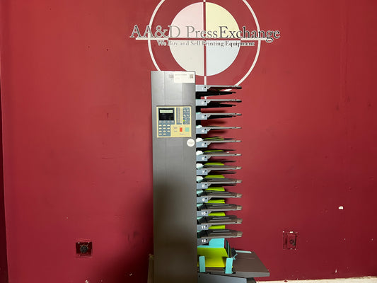 Used Duplo DFC-12 Collator 12-Bin Paper Collating Machine Front View – AA&D PressExchange