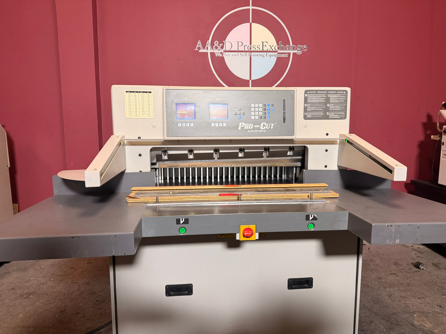 Used Pro-Cut 320 MPS III paper cutter for sale operator control station view
