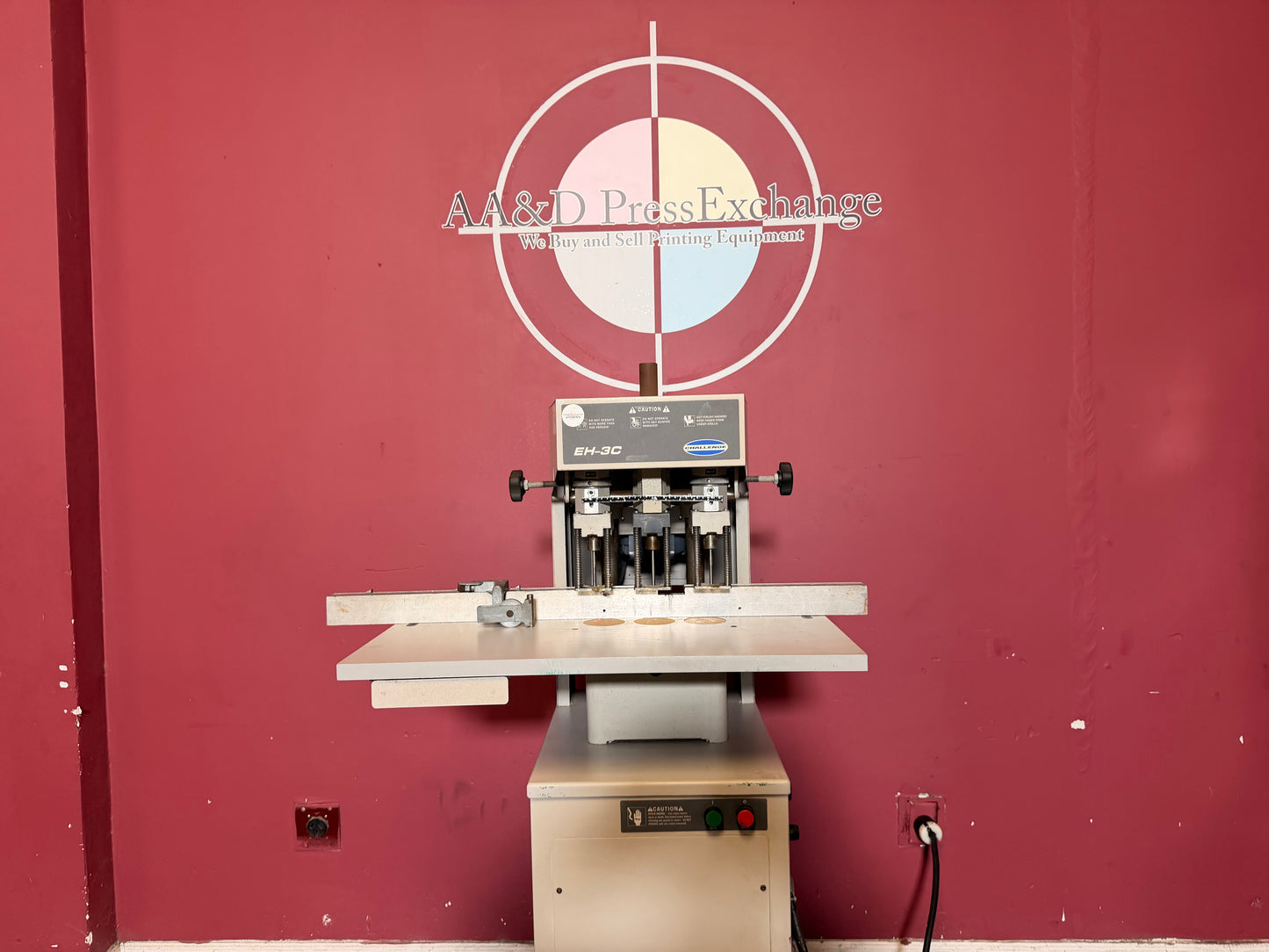 Used Challenge EH-3C Paper Drill rear view with durable industrial frame