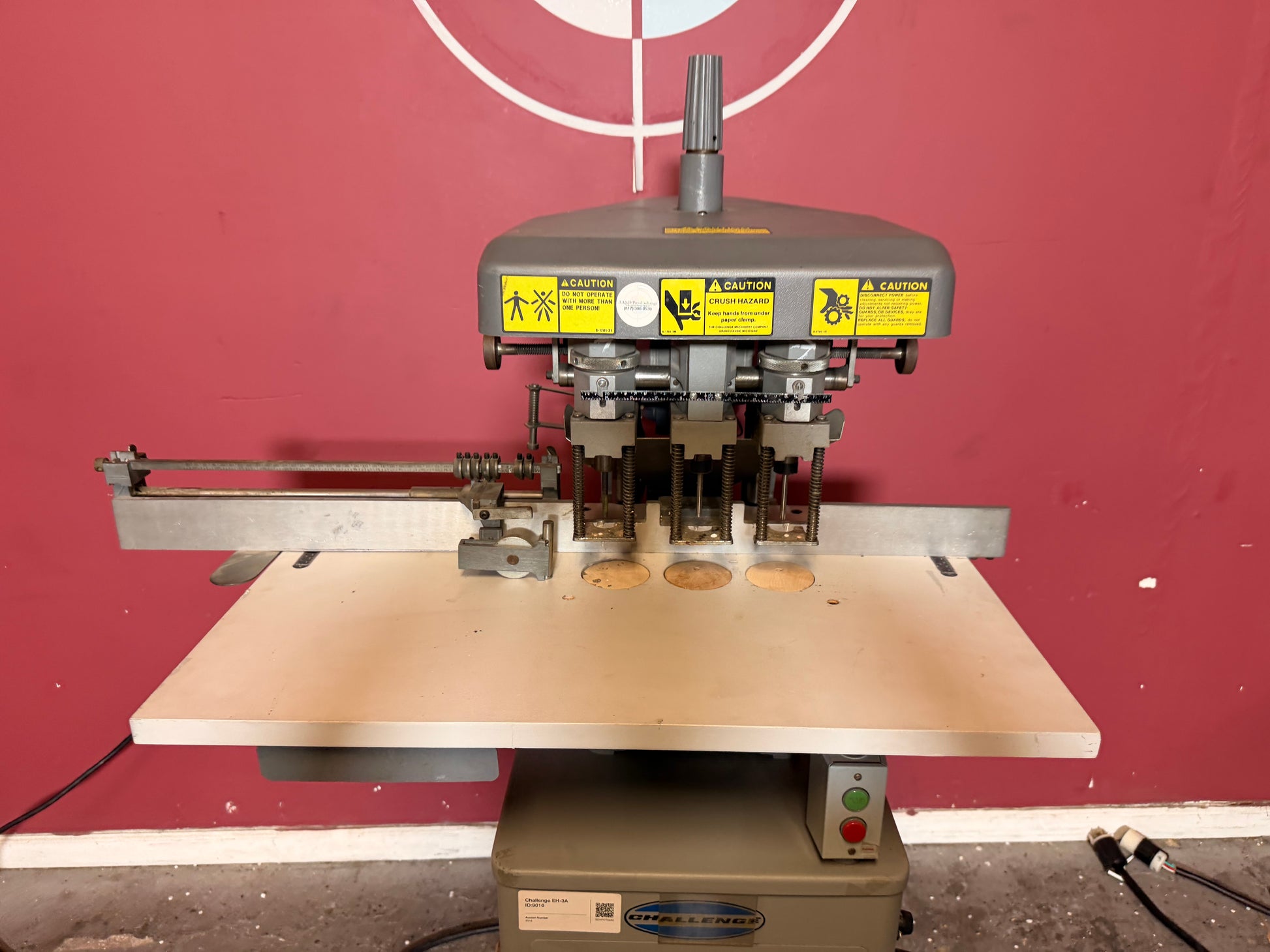 Used Challenge EH-3A Paper Drill foot pedal operation on challenge 3 hole paper drill